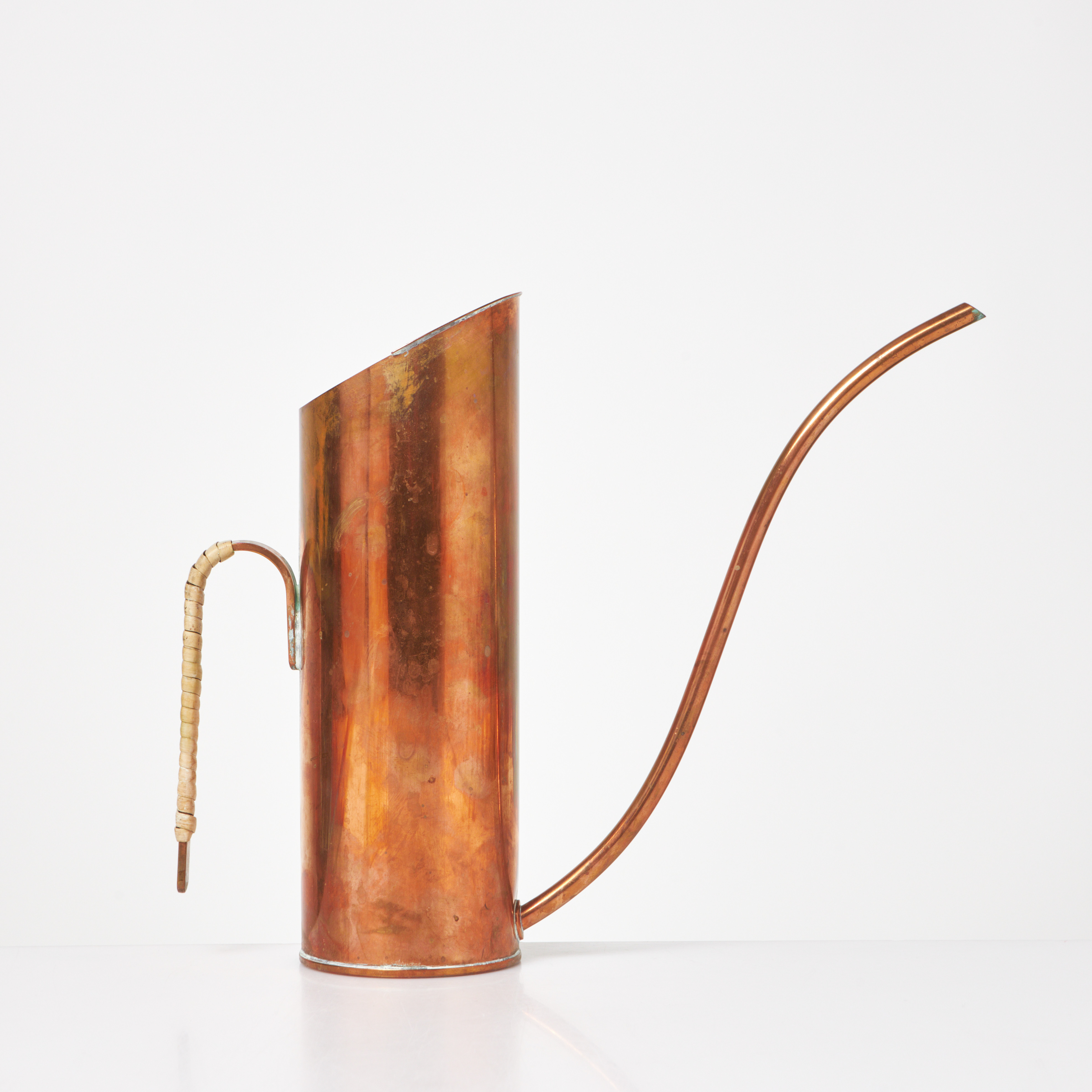 GUNNAR ANDER. Kanna, koppar, Ystad Metall, handtag lindat i rotting.