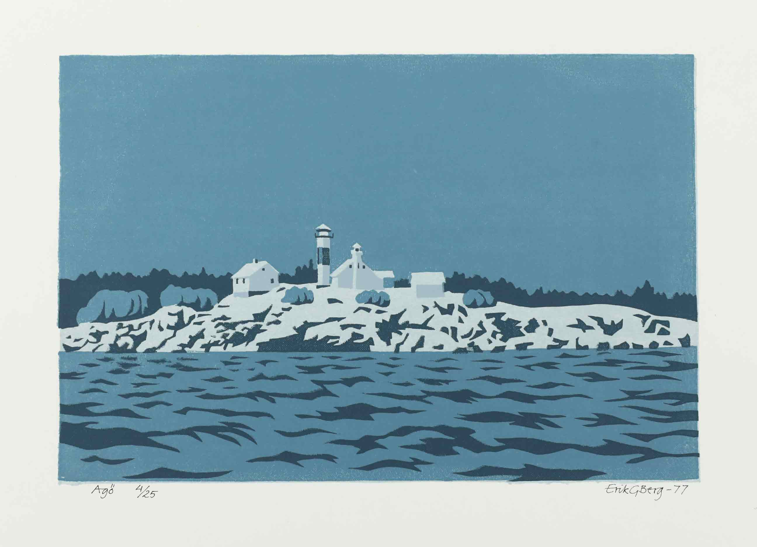 ERIK GUSTAV BERG (1935-2025). serigrafi, Agö, signerad, numrerad 4/25, daterad 77.