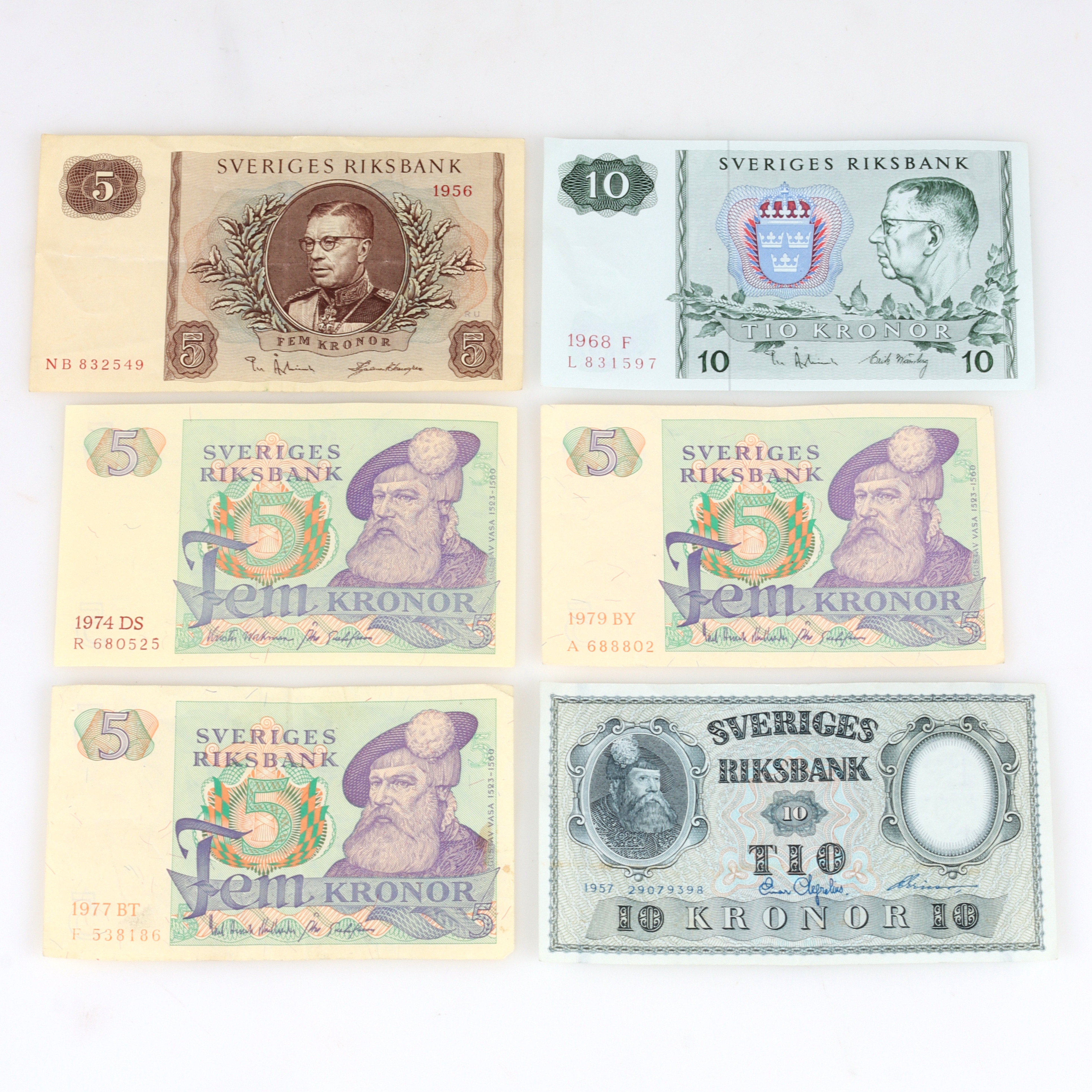 SEDLAR, 6 st. Sverige. 1900-talets mitt.