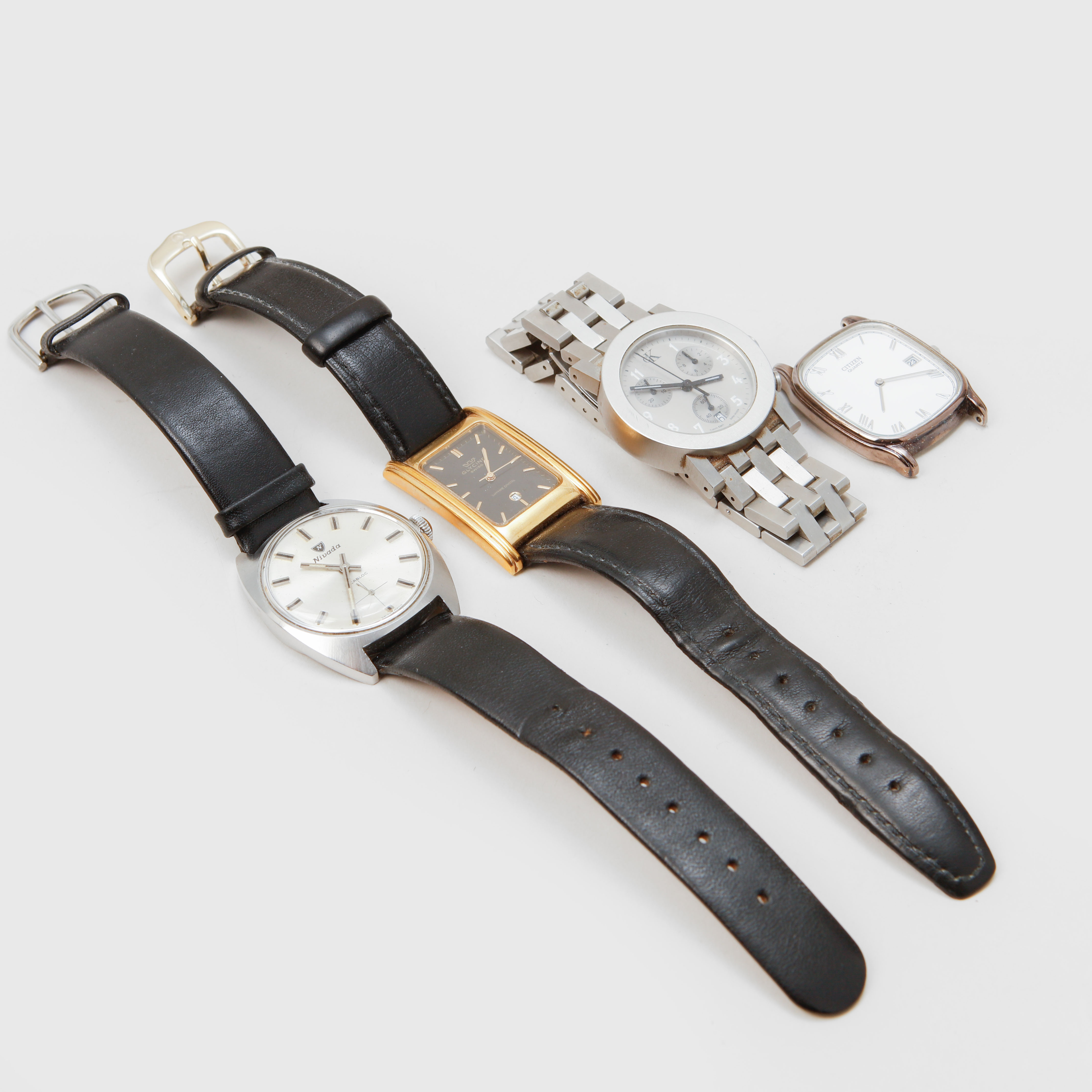 ARMBANDSUR, 4 st, Citizen, Nivada, Glycine och Calvin Klein, stål/doublé, quartz/manuell.
