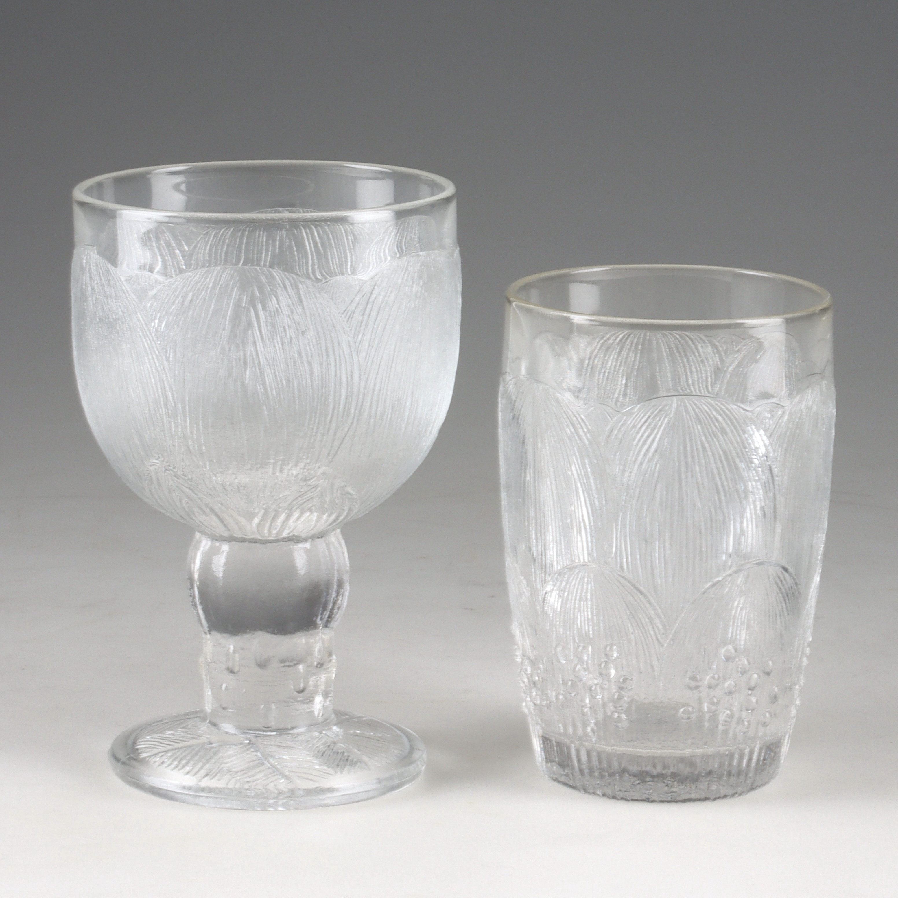 OIVA TOIKKA. Glasservisdelar, 14 st, "Pioni", glas, Nuutajärvi, Finland.