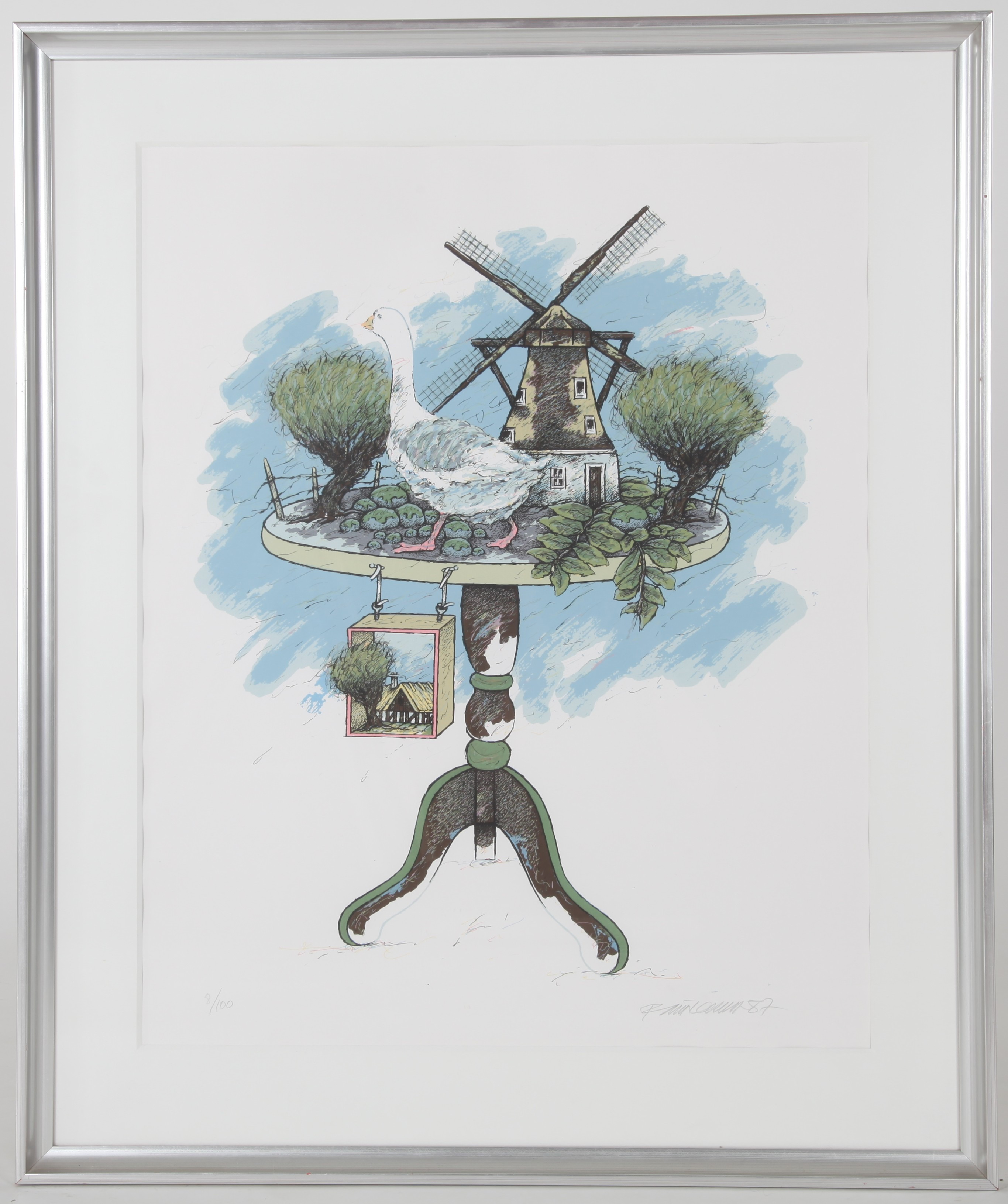 RAIMO KANERVA. 1941-1999. Färgserigrafi "Skåne-bordet", numrerad och signerad -87.