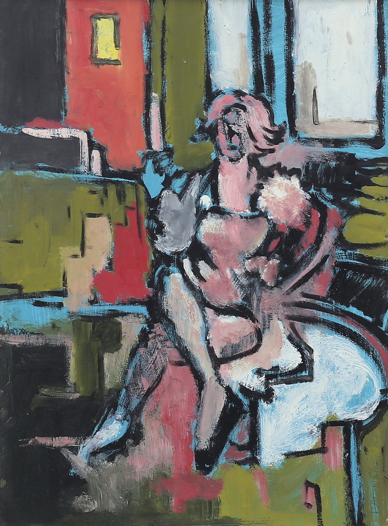 BELTRAME ELIO. Sittande modell. Olja på pannå, signerad och daterad 71.