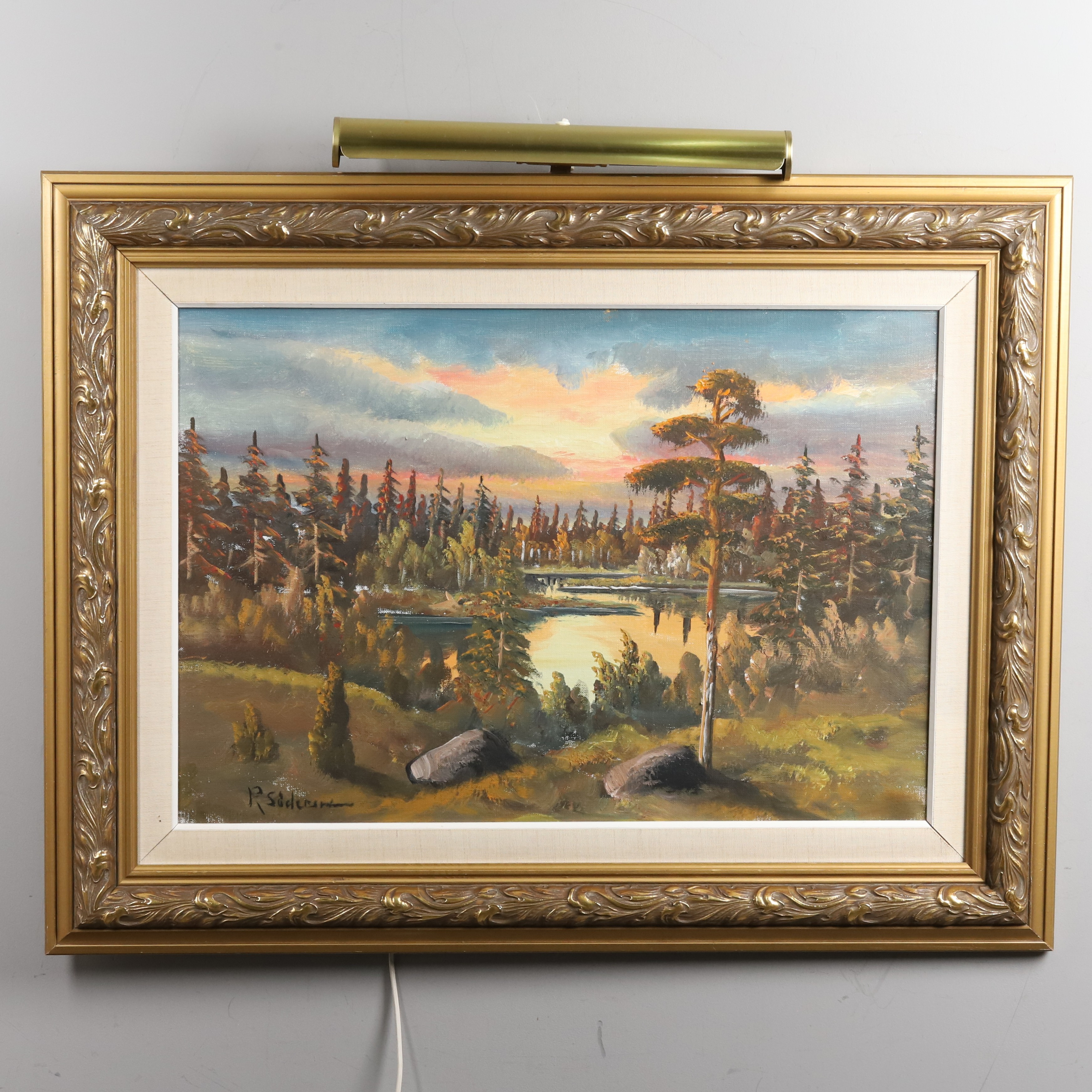 RAGNAR EGRON SÖDERSTRÖM. OLJA PÅ DUK, Landskapsmotiv i skymning, signerad.