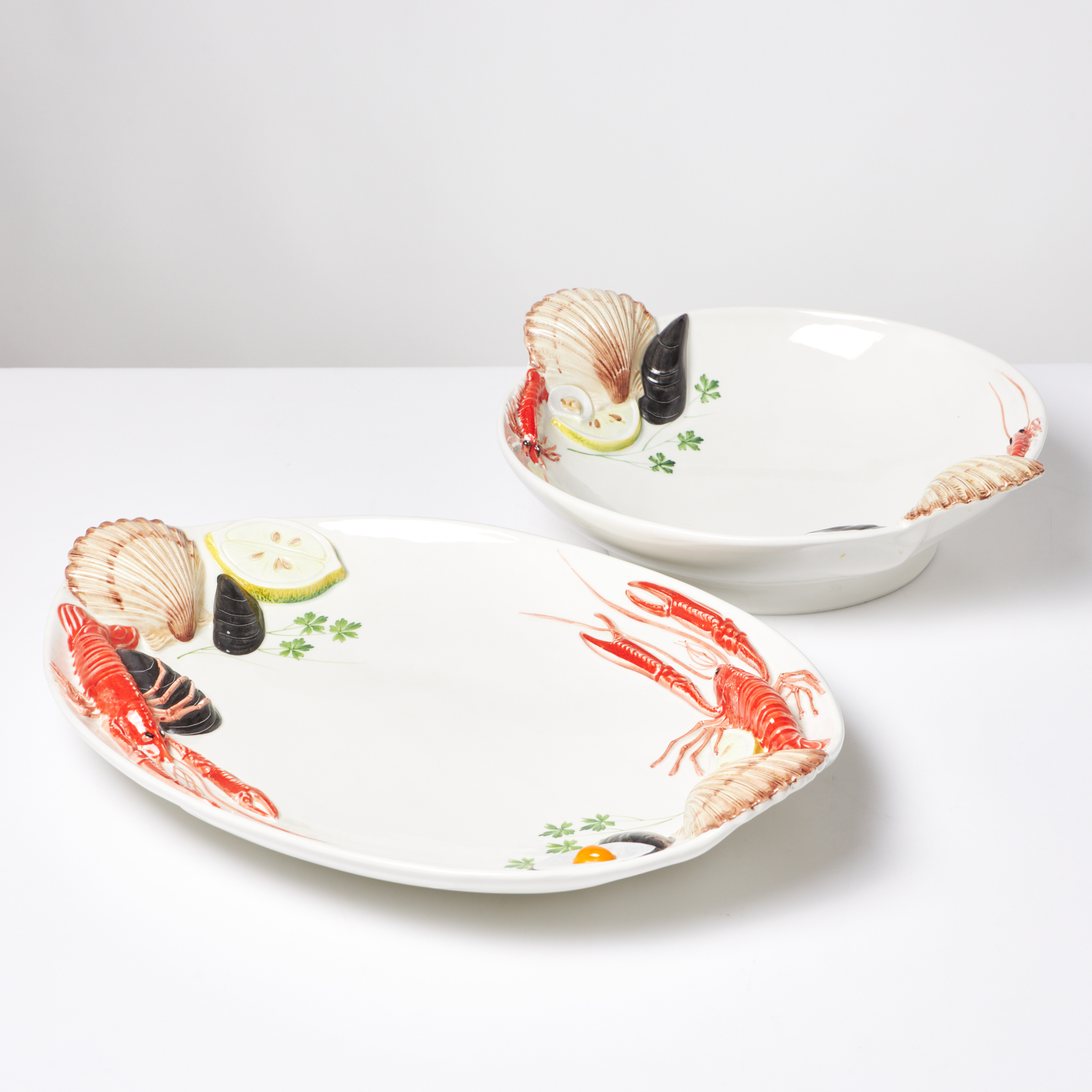 KRÄFTFAT/SKÅL, 2 dlr., flintgods, Cre Art, Italien.