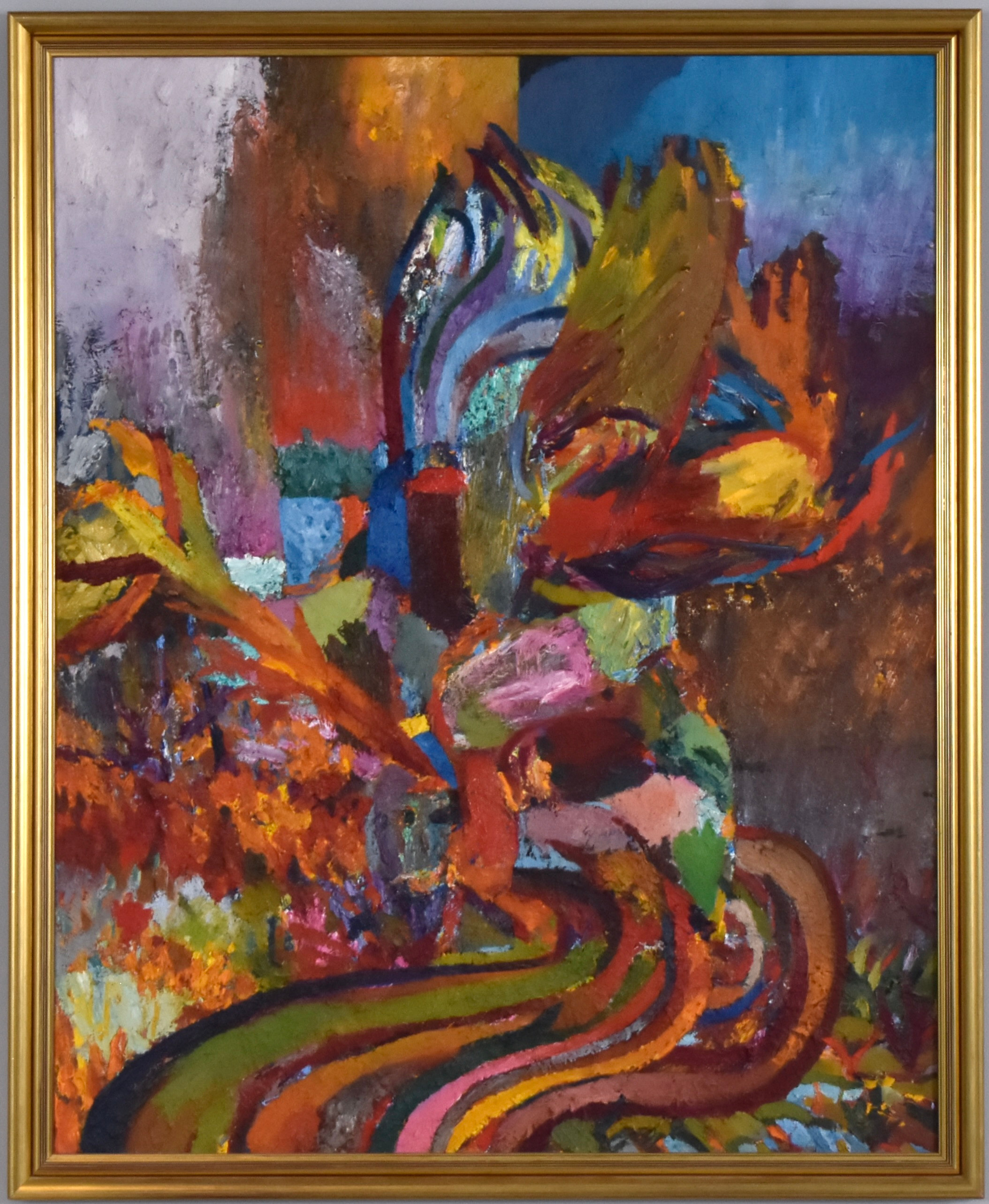 OKÄND KONSTNÄR. oljemålning på duk, komposition.