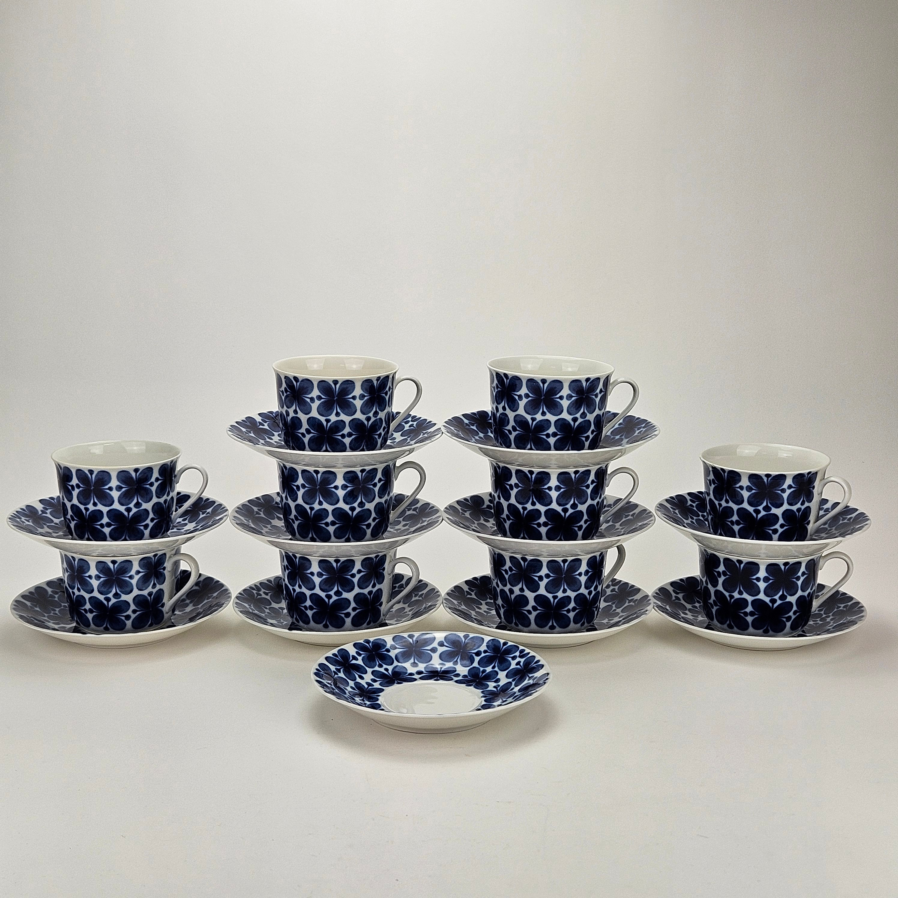 MARIANNE WESTMAN. Tekoppar med fat, 10 st, porslin, "Mon Amie", Rörstrand.