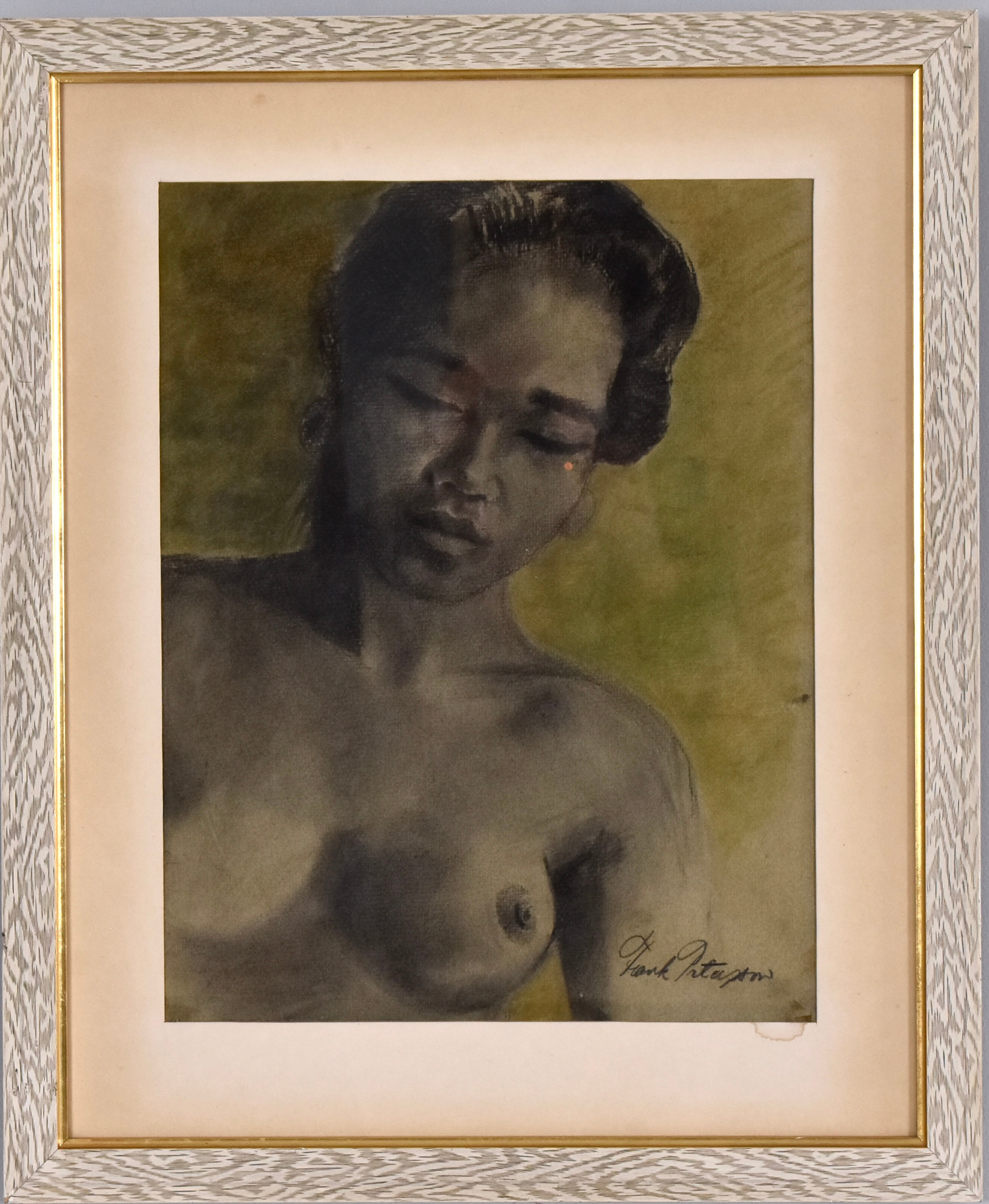 OIDENTIFIERAD KONSTNÄR. pastell, balinesisk kvinna.