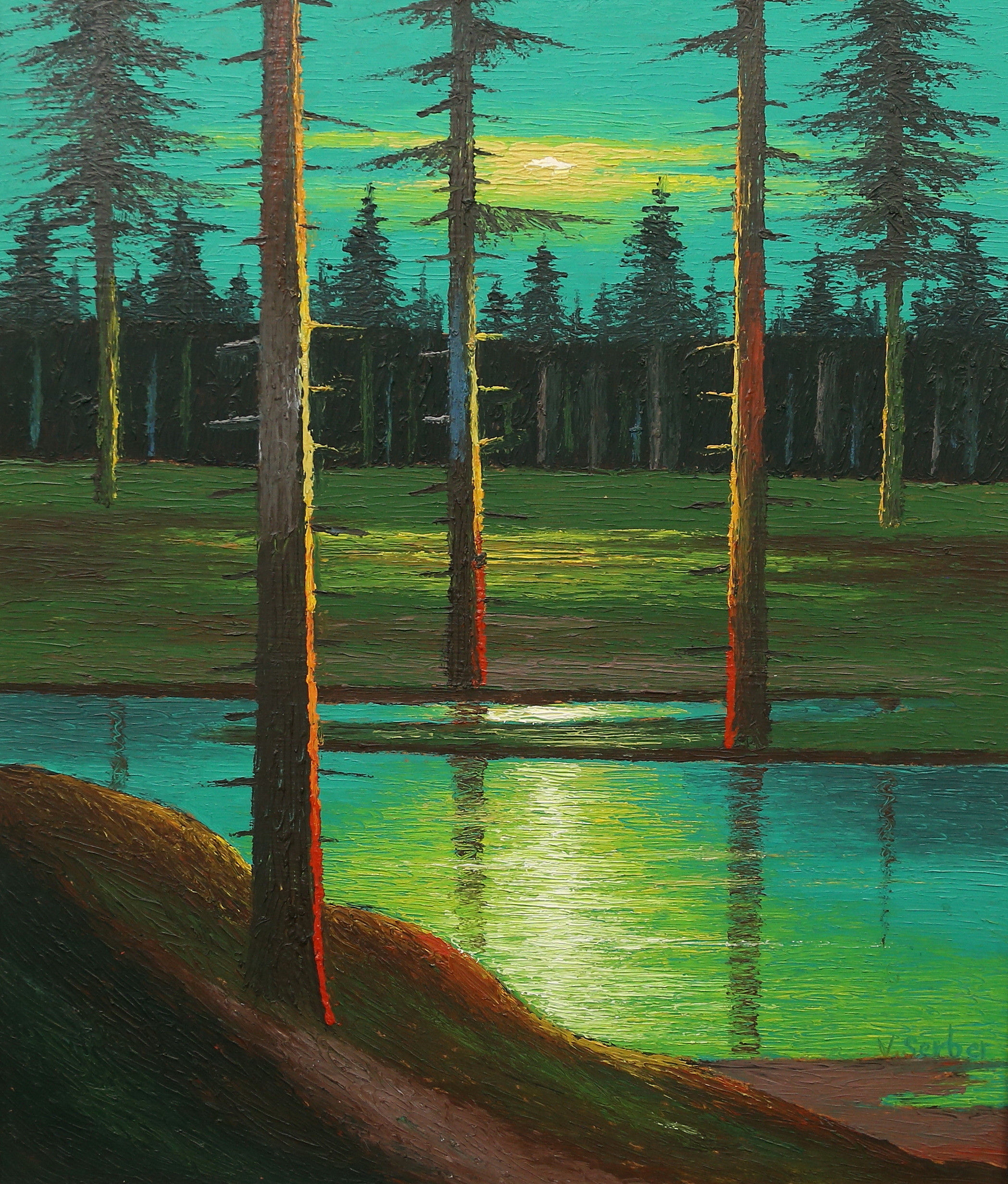 VILHELM SERBER. olja på pannå, signerad.