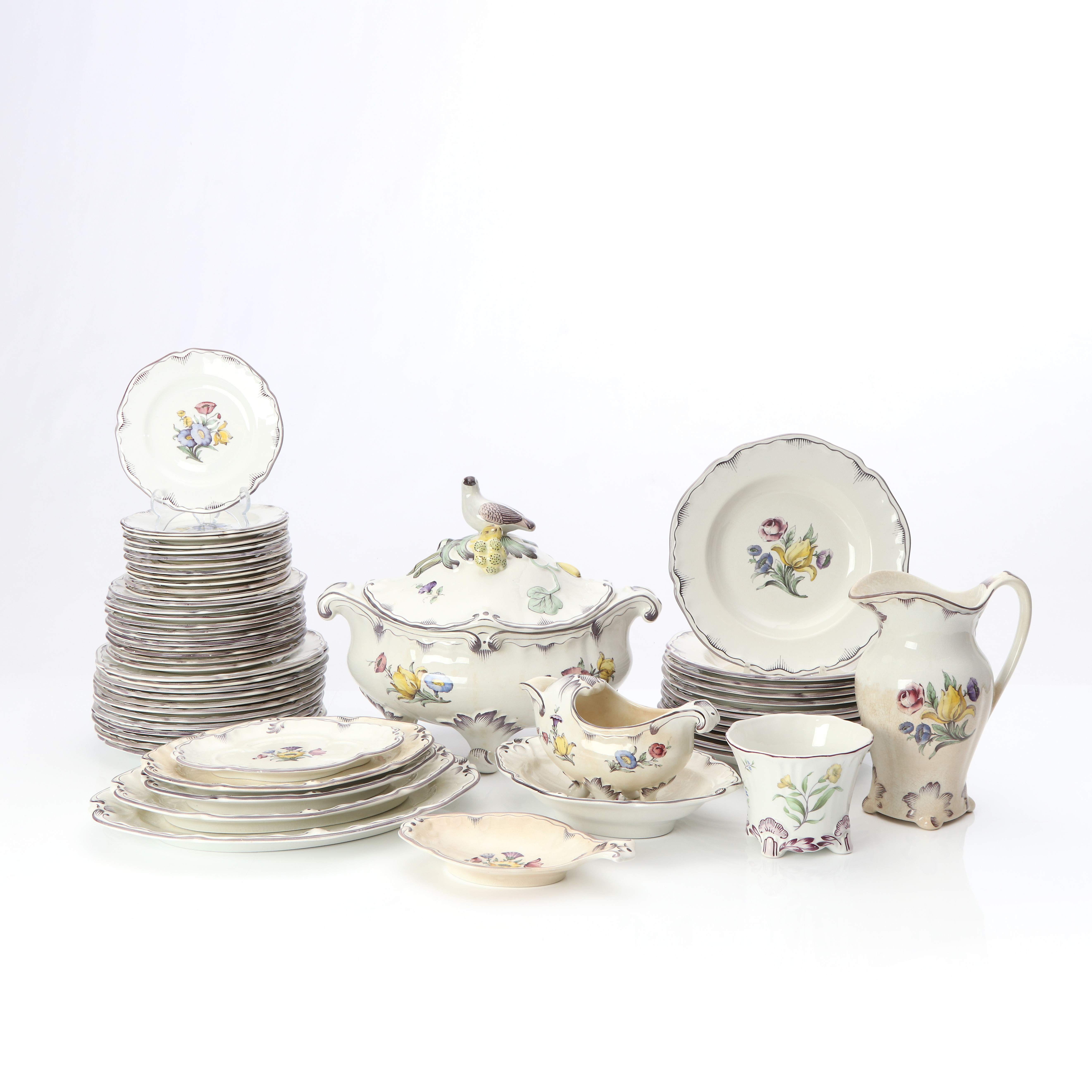 RÖRSTRANDIA, MATSERVIS, 58 DELAR. Flintgods. Rörstrand, 1900-talets första hälft.