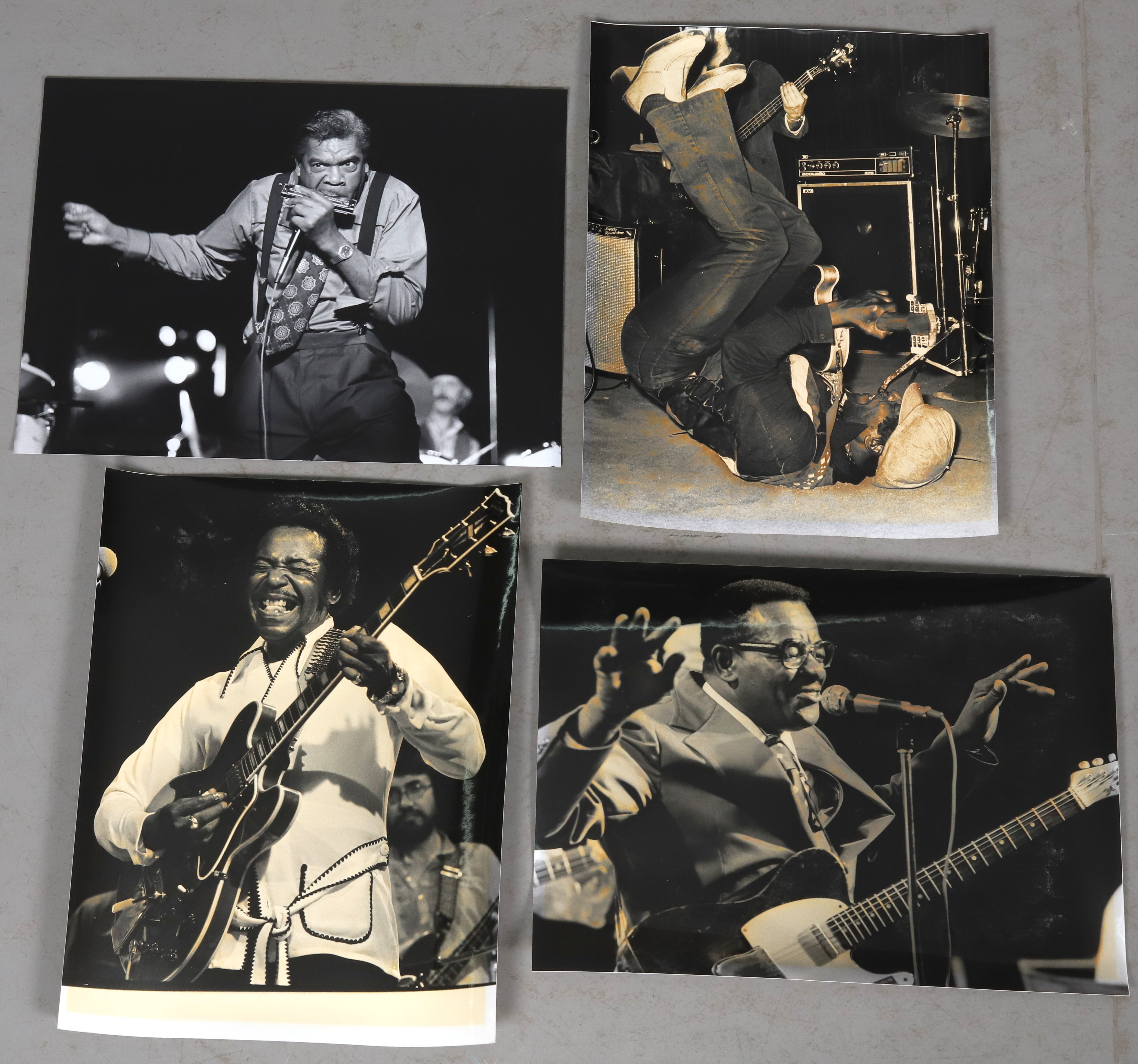 FOTOGRAFIER AV BLUESMUSIKER, Eddie Kirkland, George Smith, Eddie Taylor, Lonesome Sundown, 1970/1980-tal, 4 st.