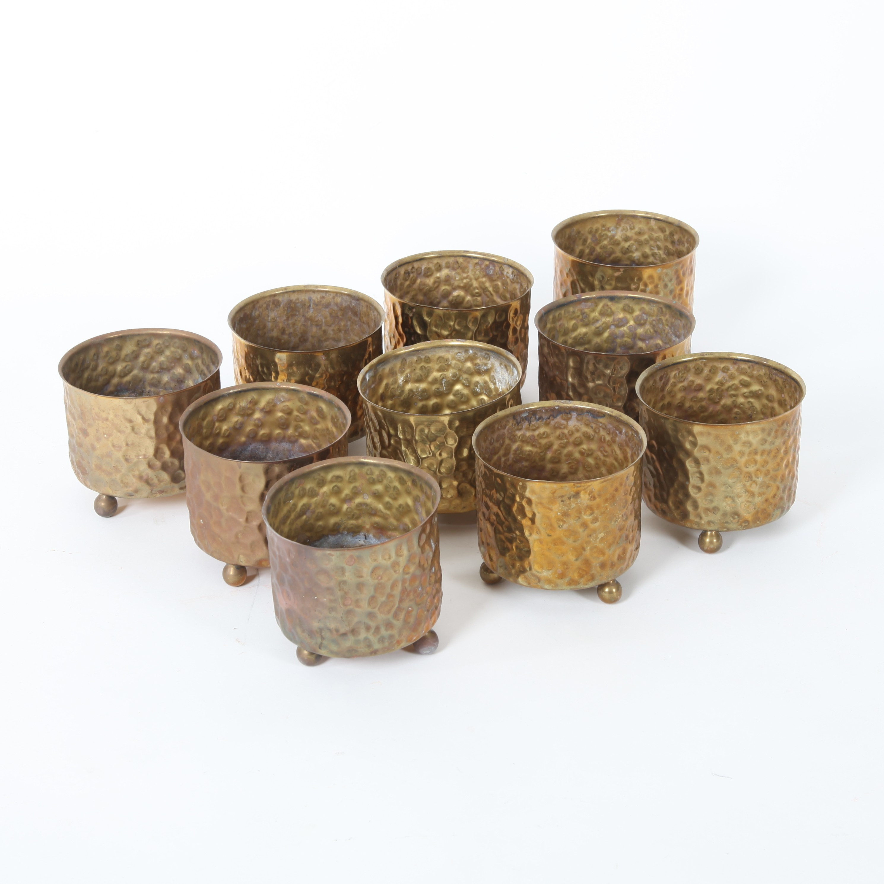 BLOMKRUKOR, 10 st, hamrad mässing, Sverige 1950/60-tal.