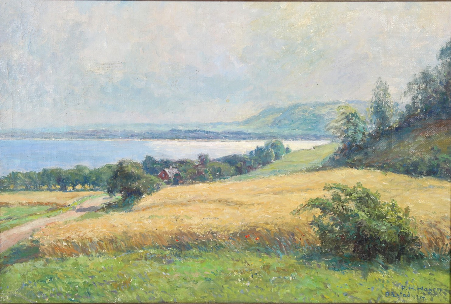 POUL HENNING HAGEN. 1877-1968. Olja på duk, Båstadmotiv, signerad 1914.