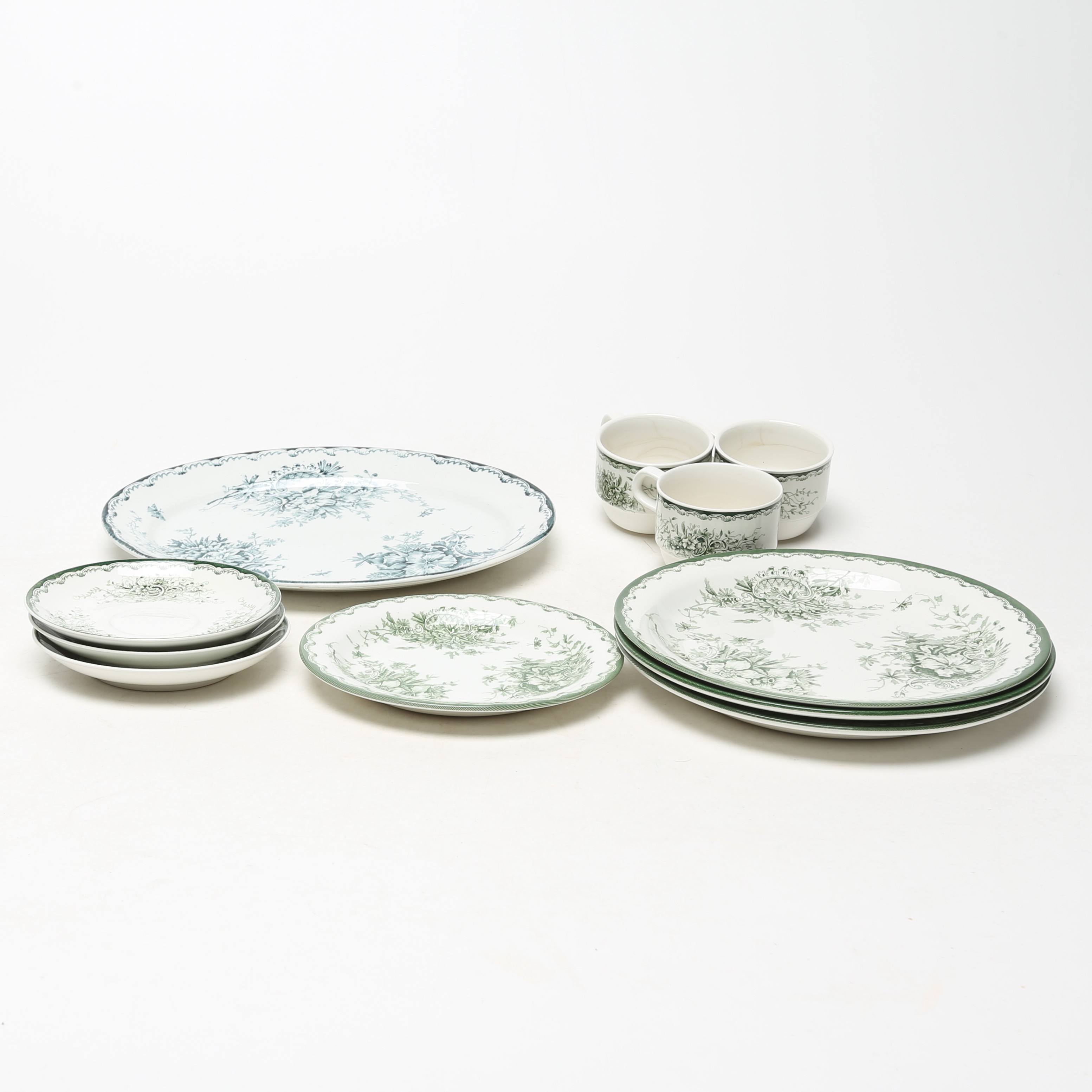 SERVISDELAR, 8 st, porslin, Rörstrand "Gröna Anna".