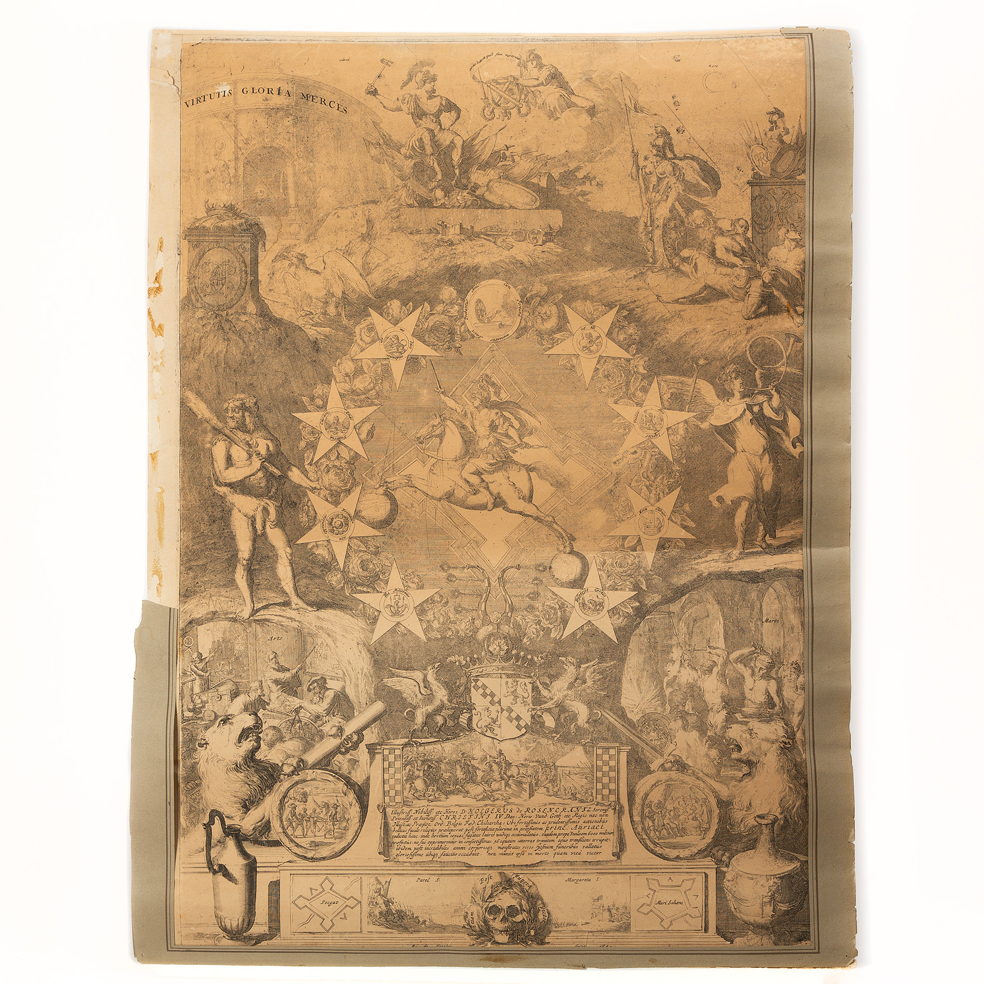 ROMEYN DE HOOGHE. Kopparstick, "Virtutis Gloria Merces", 1682.