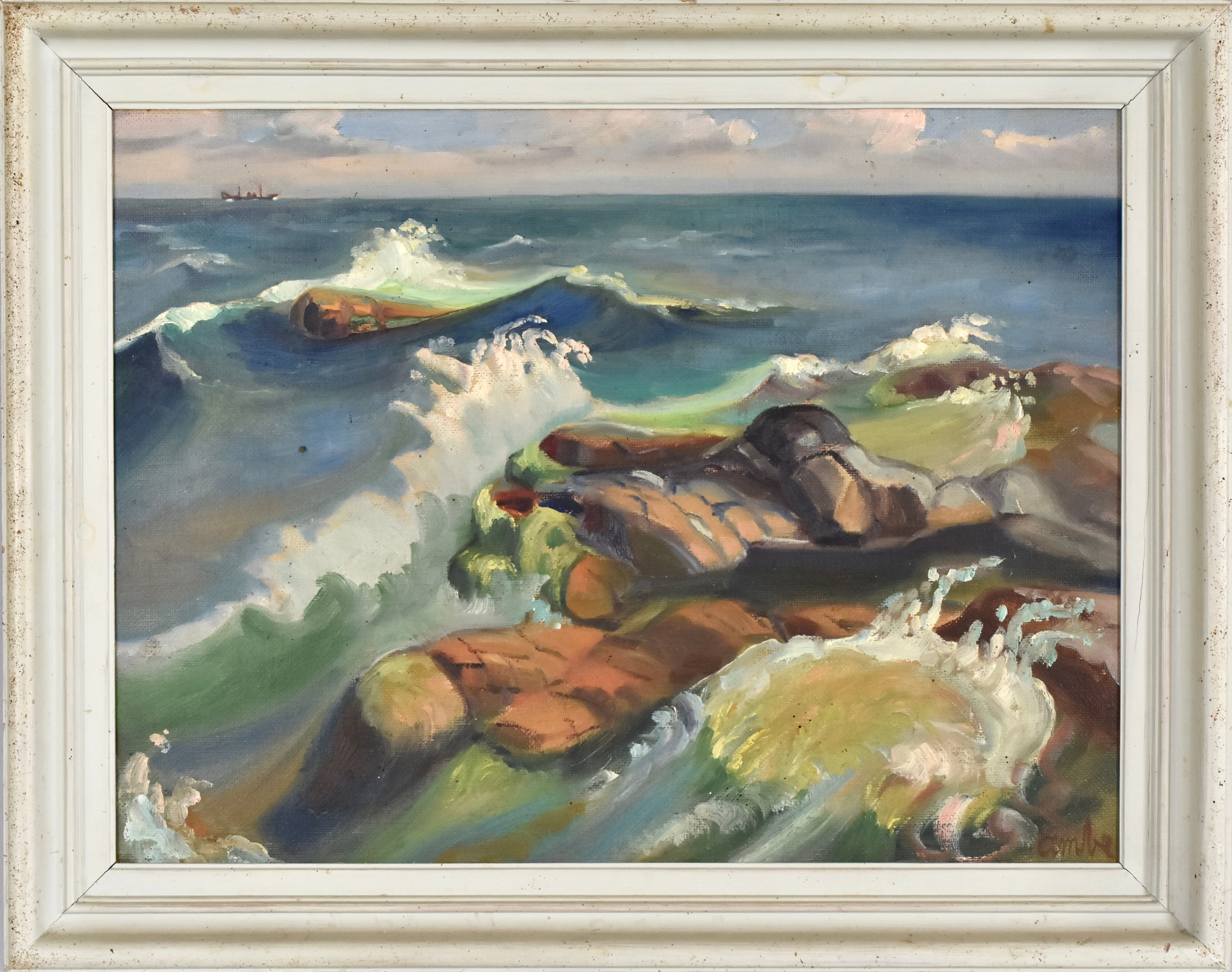 GUSTAF JOHANSSON AMBE (F 1895). Olja på pannå.