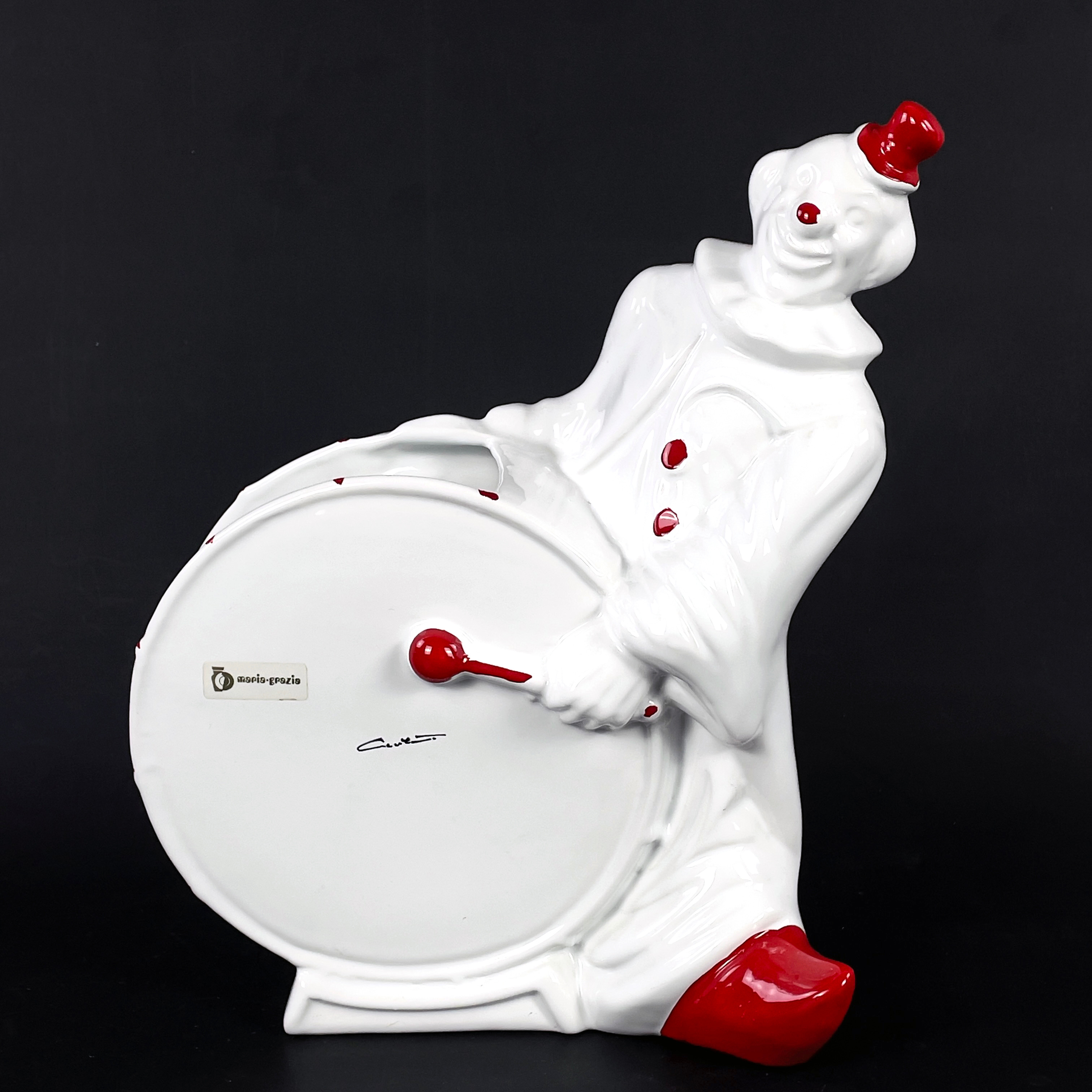 VAS/BUKETTHÅLLARE, porslin, Clown, stämplad samt etikettmärkt Maria Grazia, signerad.