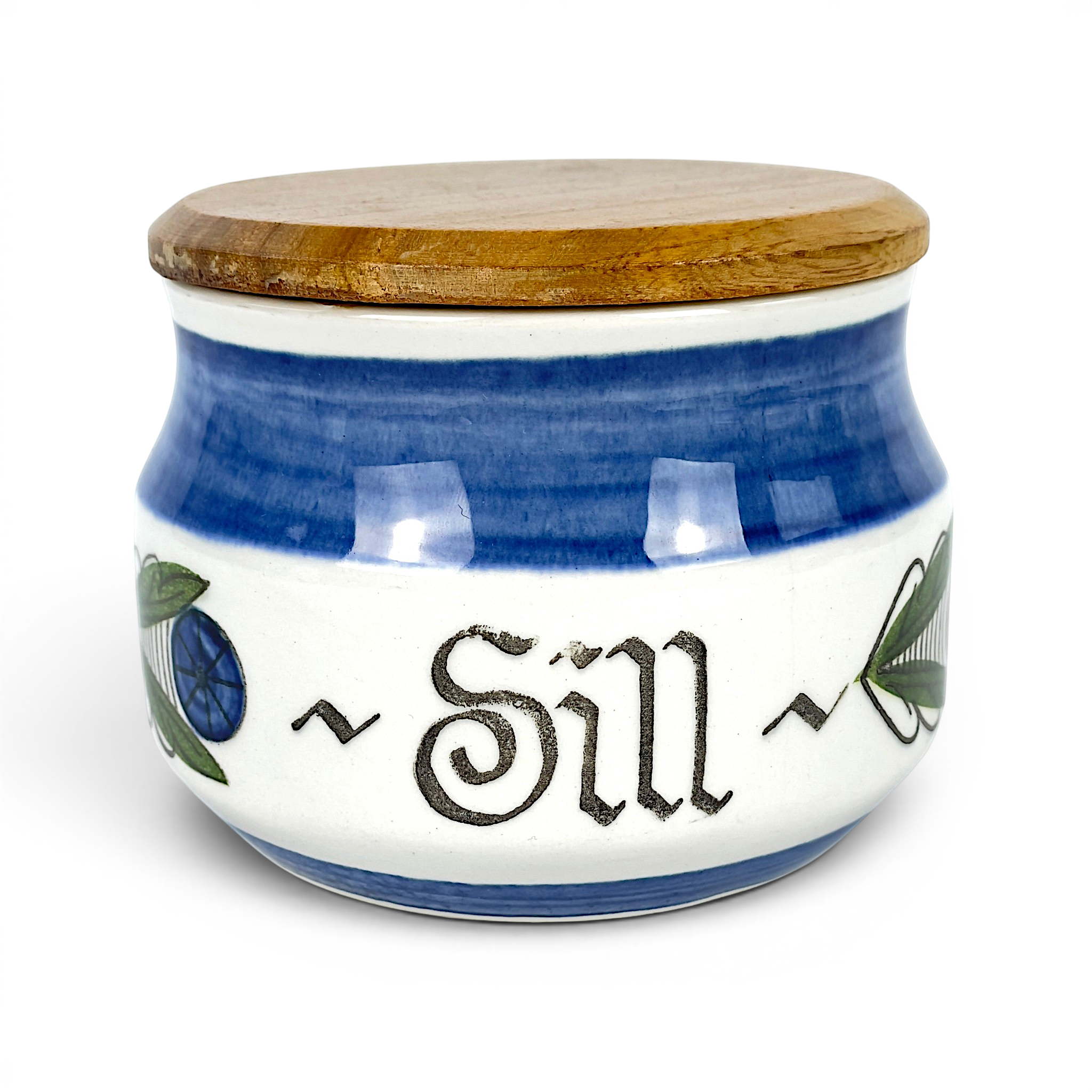 SILLBURK, porslin med teaklock, "Dalom", Rörstrand, 1950/60-tal.