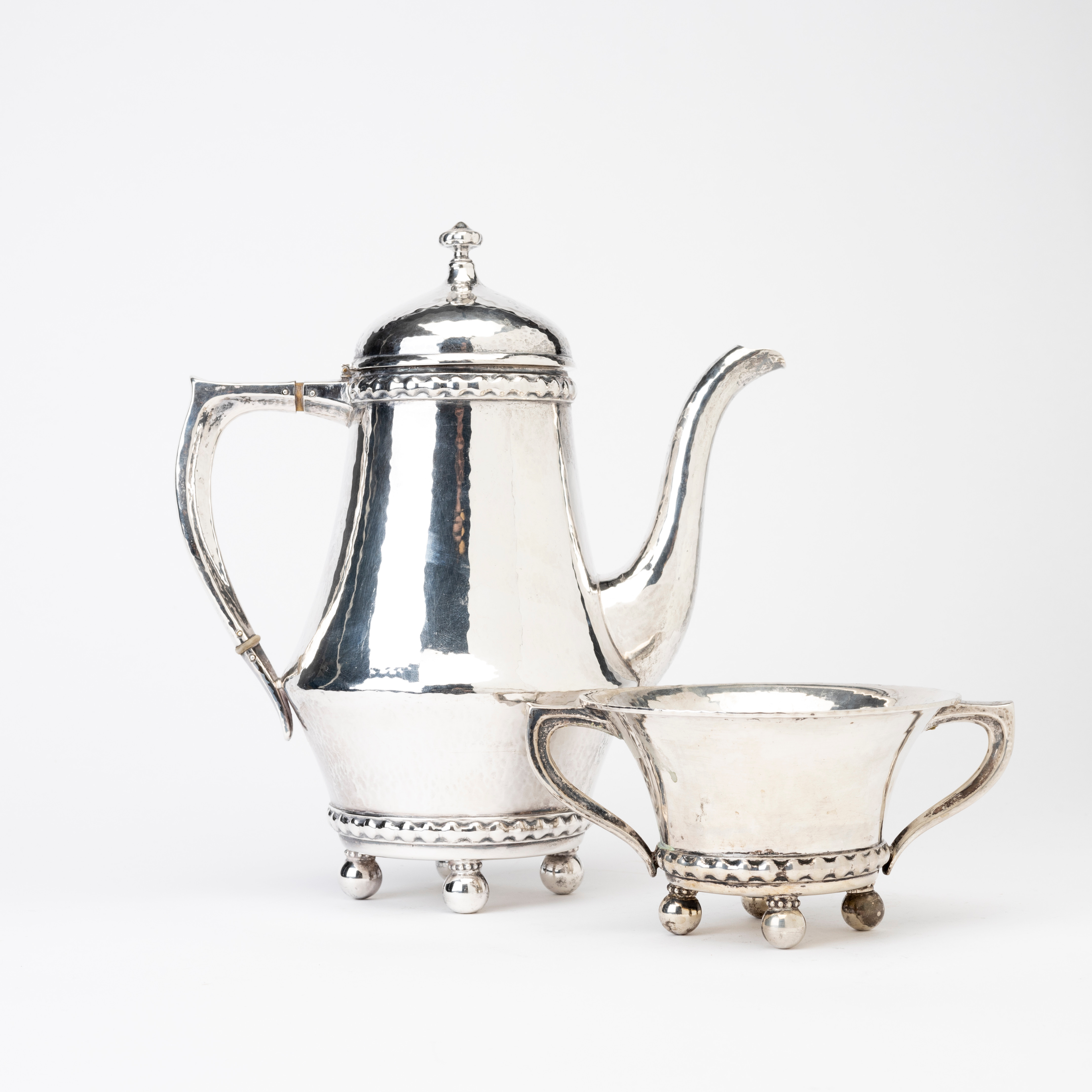 KANNA samt SOCKERSKÅL, silver, K.Andersson Stockholm 1920.