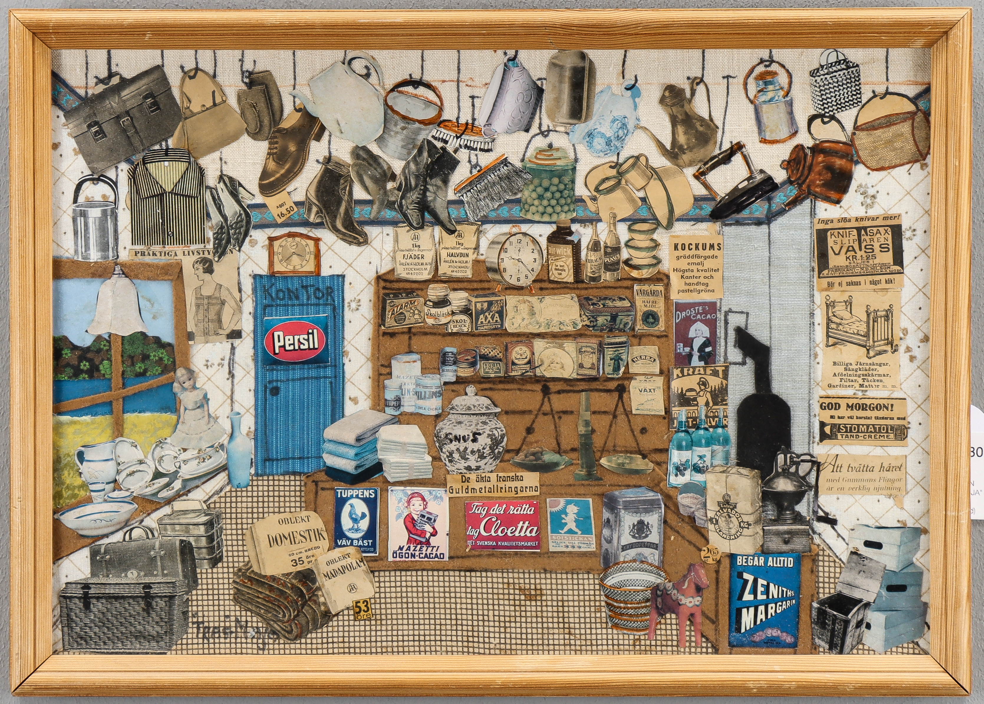 MAJA HALLGREN "TRAS-MAJA" collage, signerad.