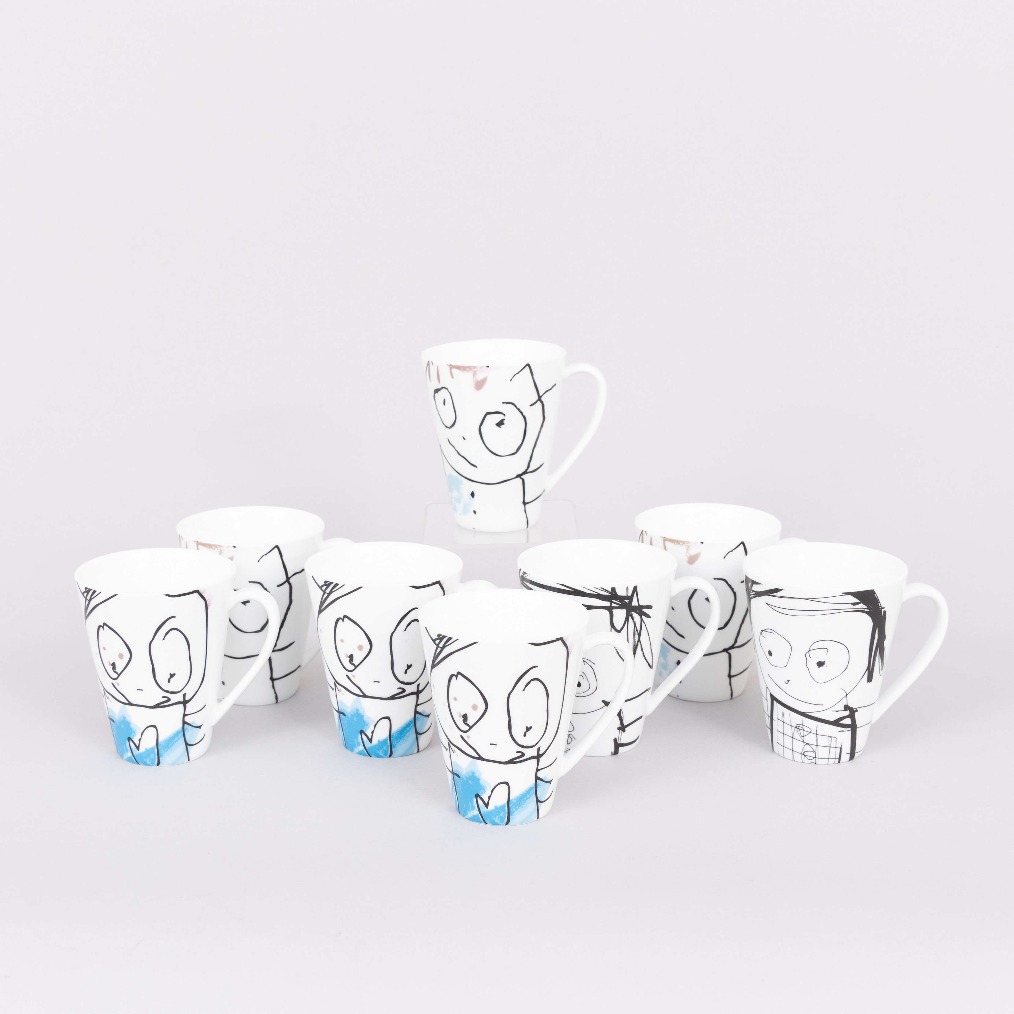 POUL PAVA. Muggar, 8 st, porslin, Mega Icons by Aida.