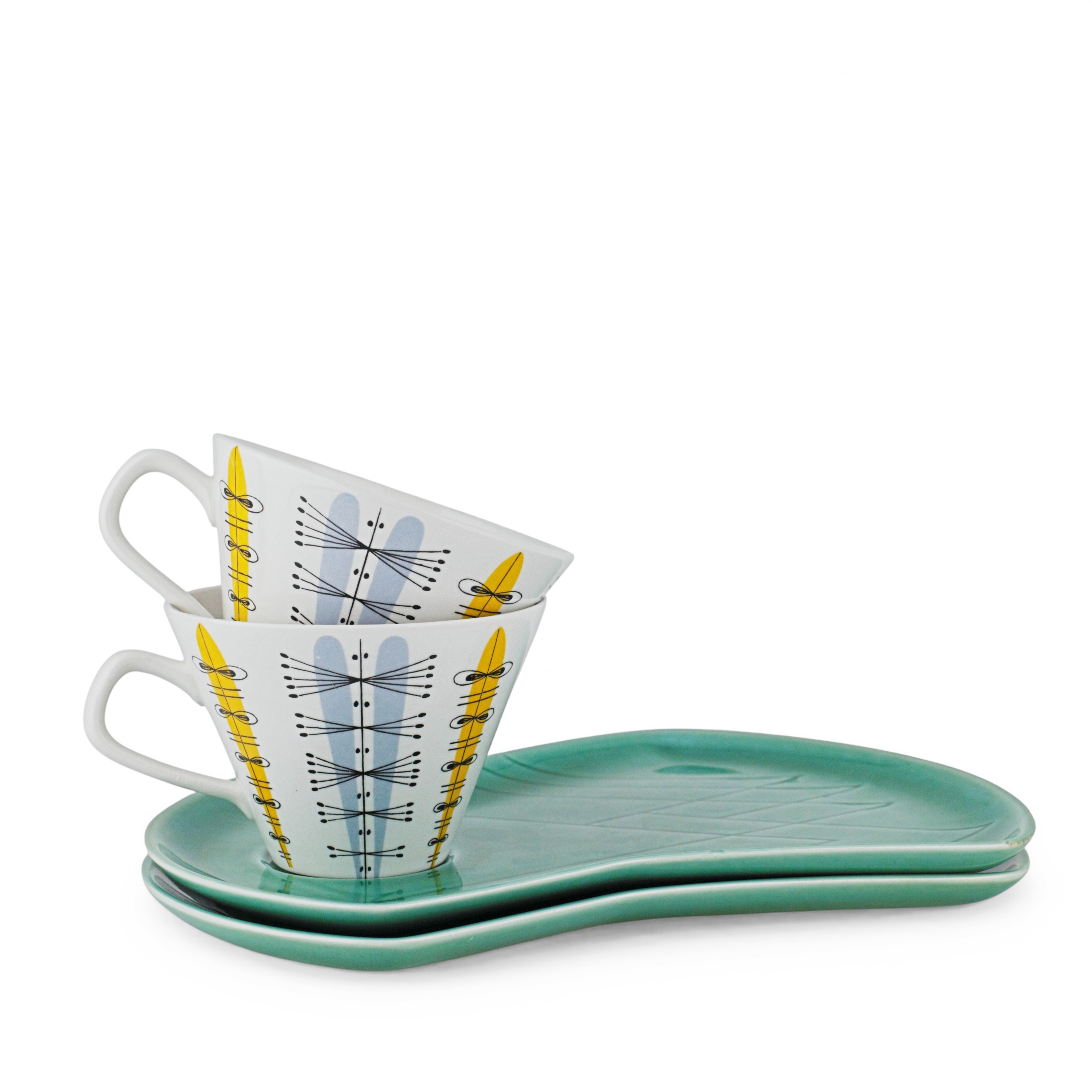 TV-KOPPAR med FAT, "Kino", 2 + 2 delar, porslin, Rörstrand.