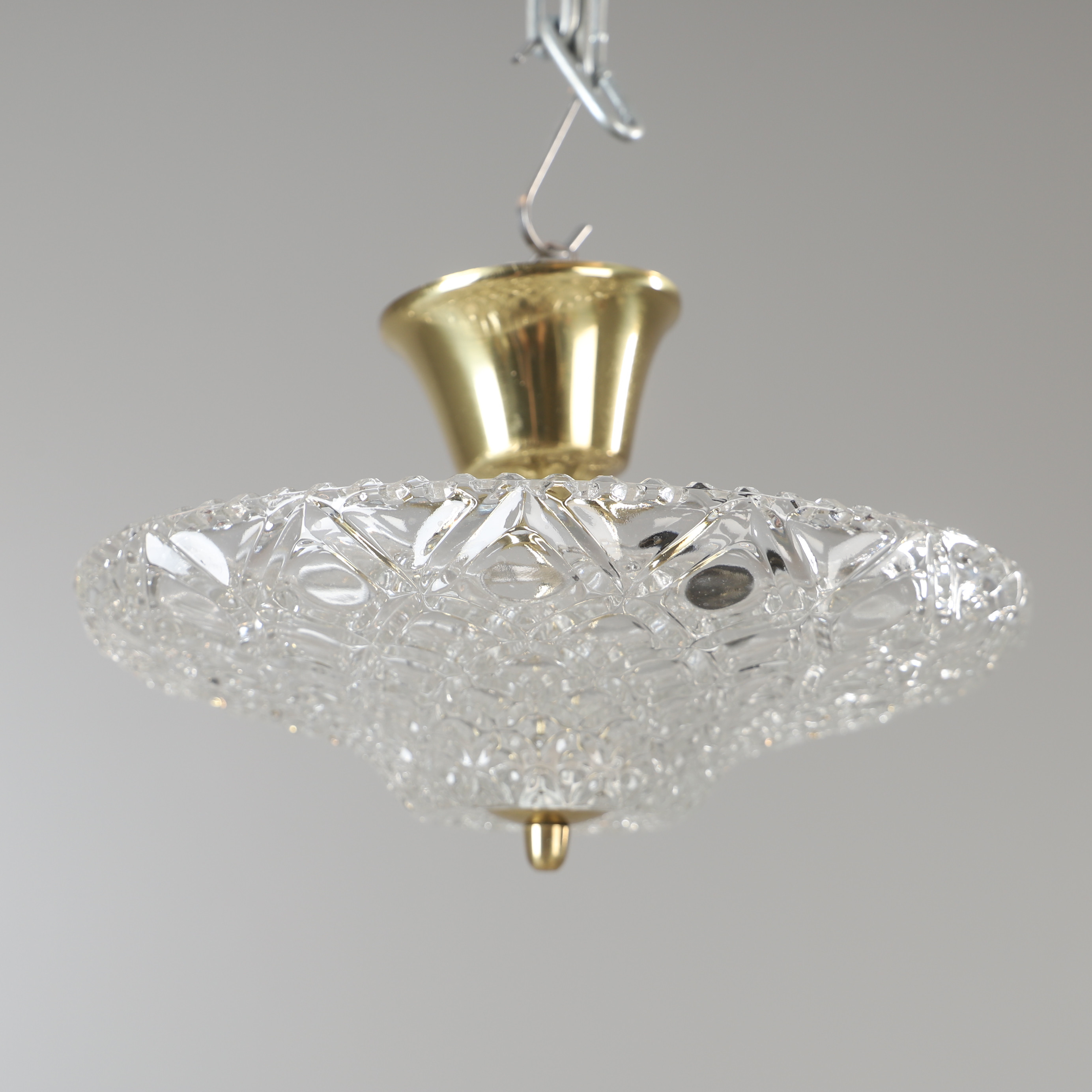 TAKPLAFOND, glas och mässing, 1900-talets andra hälft.