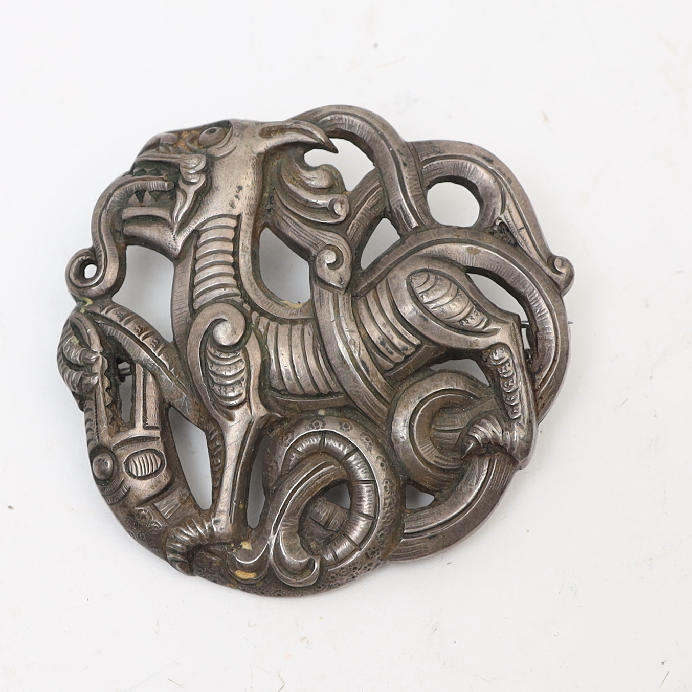 BROSCH, silver, norsk drake, H. Moller, Trondhje.