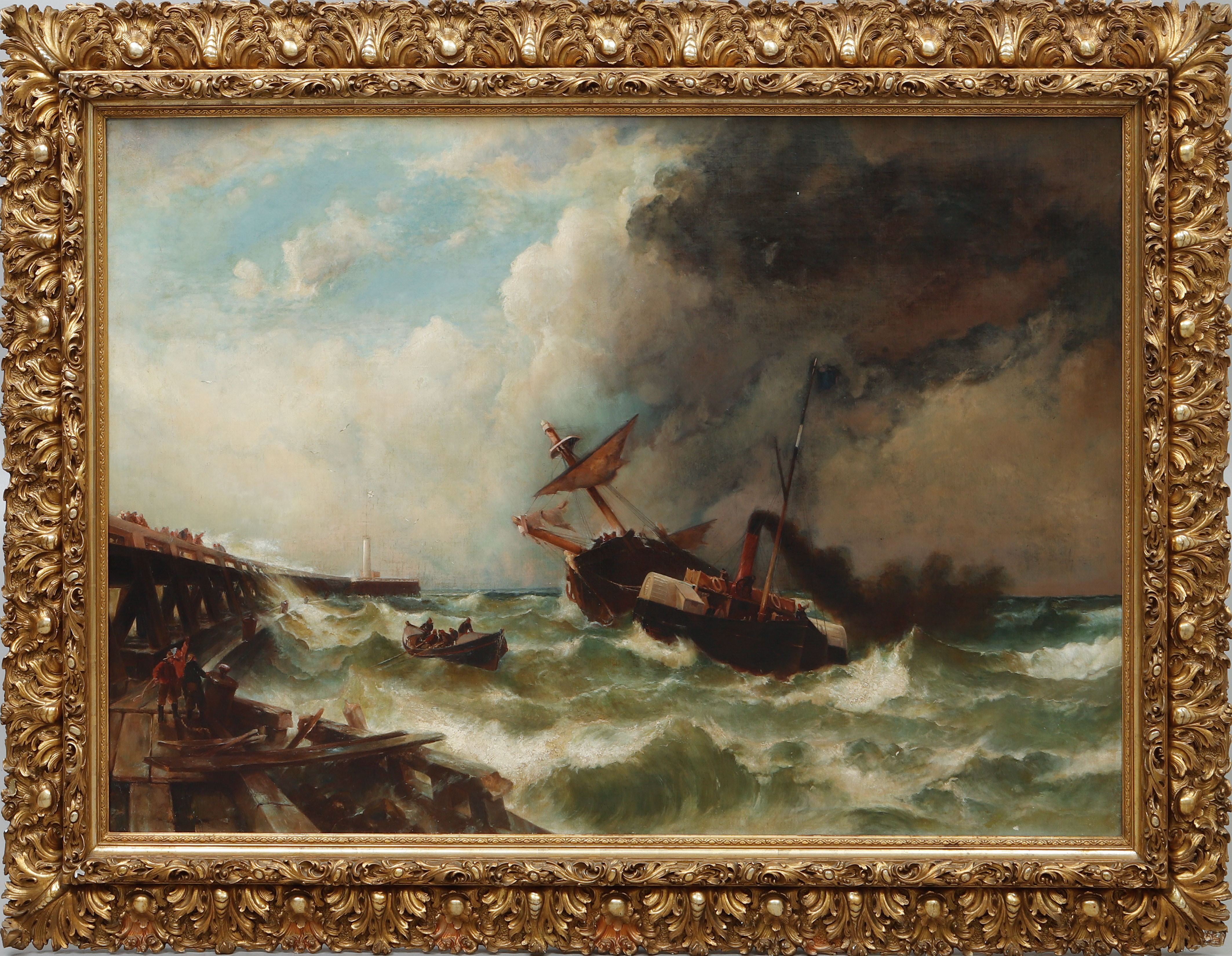 OKÄND KONSTNÄR. Skeppsbrott, olja på duk, 1800-tal.