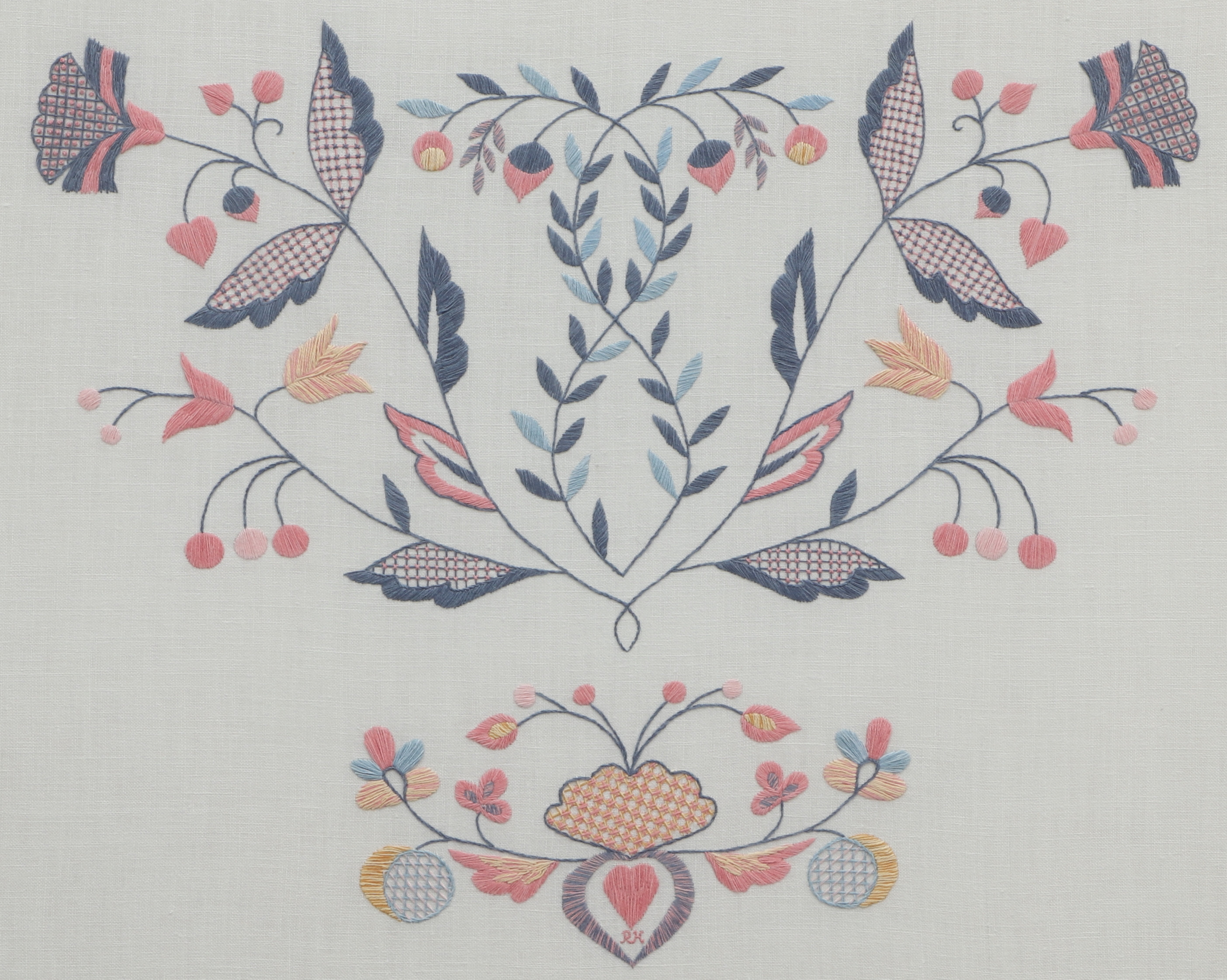 TAVLA, Blekingesömnad, textil, glas & träram.