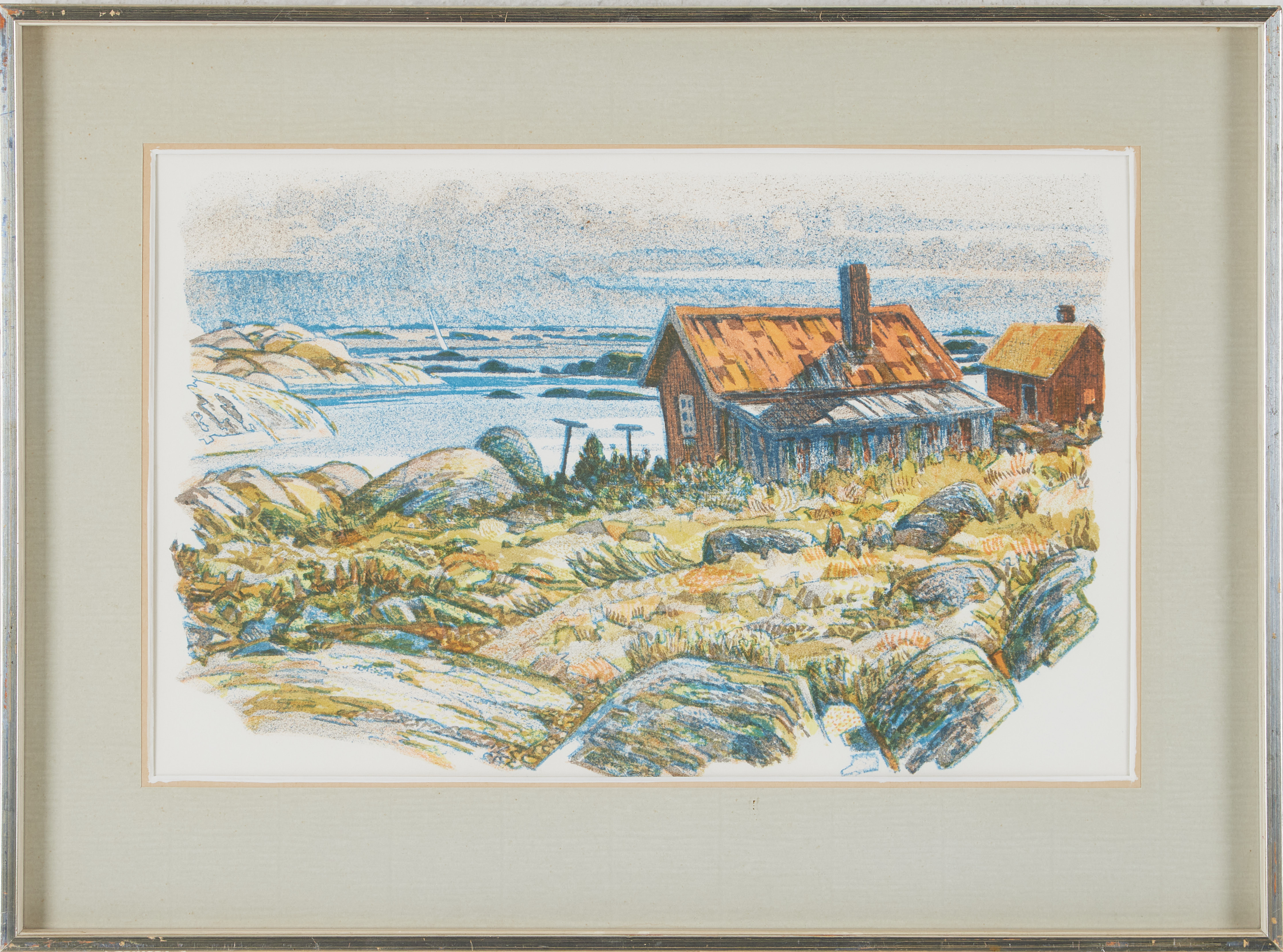 ROLAND SVENSSON. skärgårdsmotiv, färglitografi, osignerad.