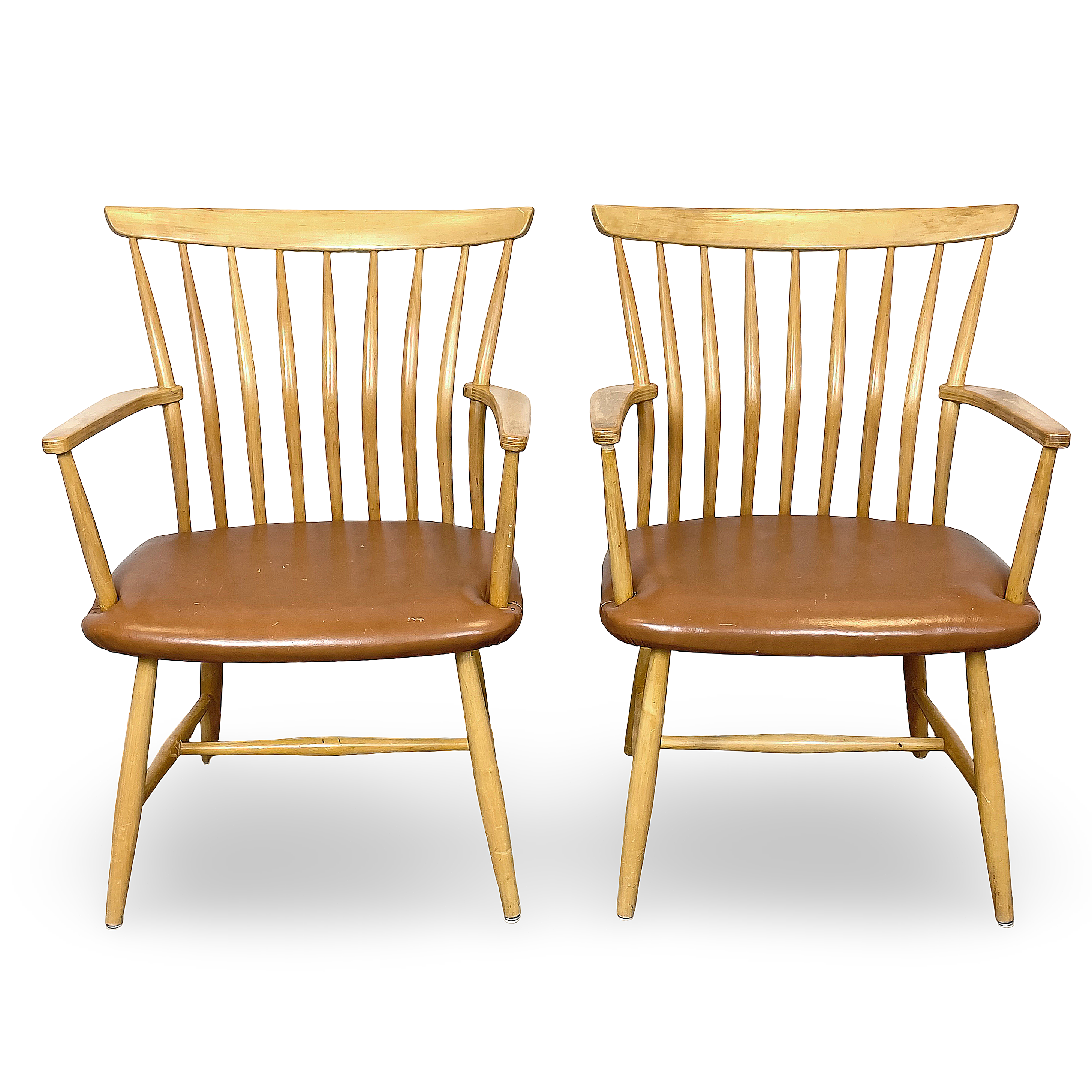 GUNNAR EKLÖF. Karmstolar, ett par. "Åkerblomstolen", björk, 1900-talets mitt.