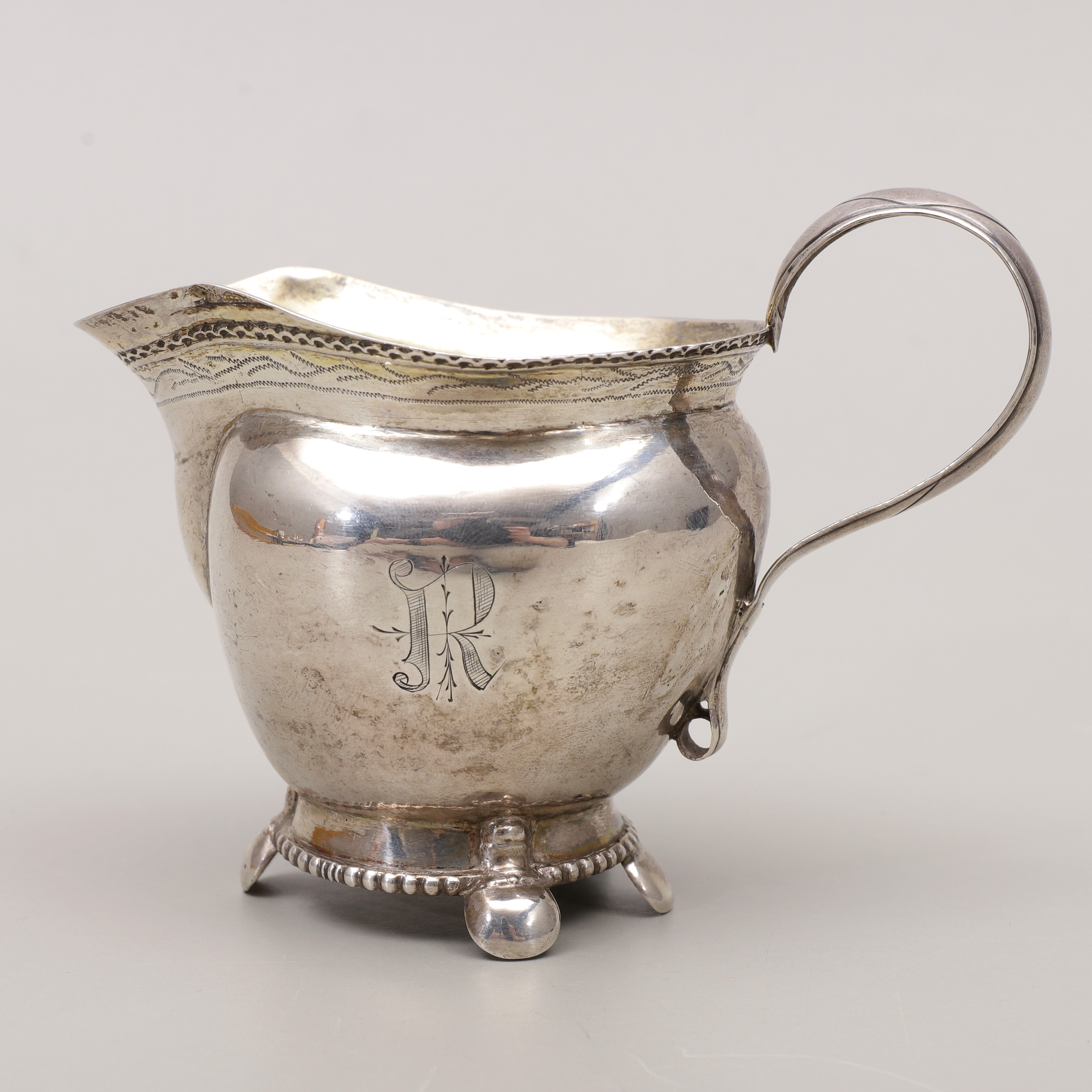 GRÄDDKANNA, silver, 1700-tal, vikt 64 gram.