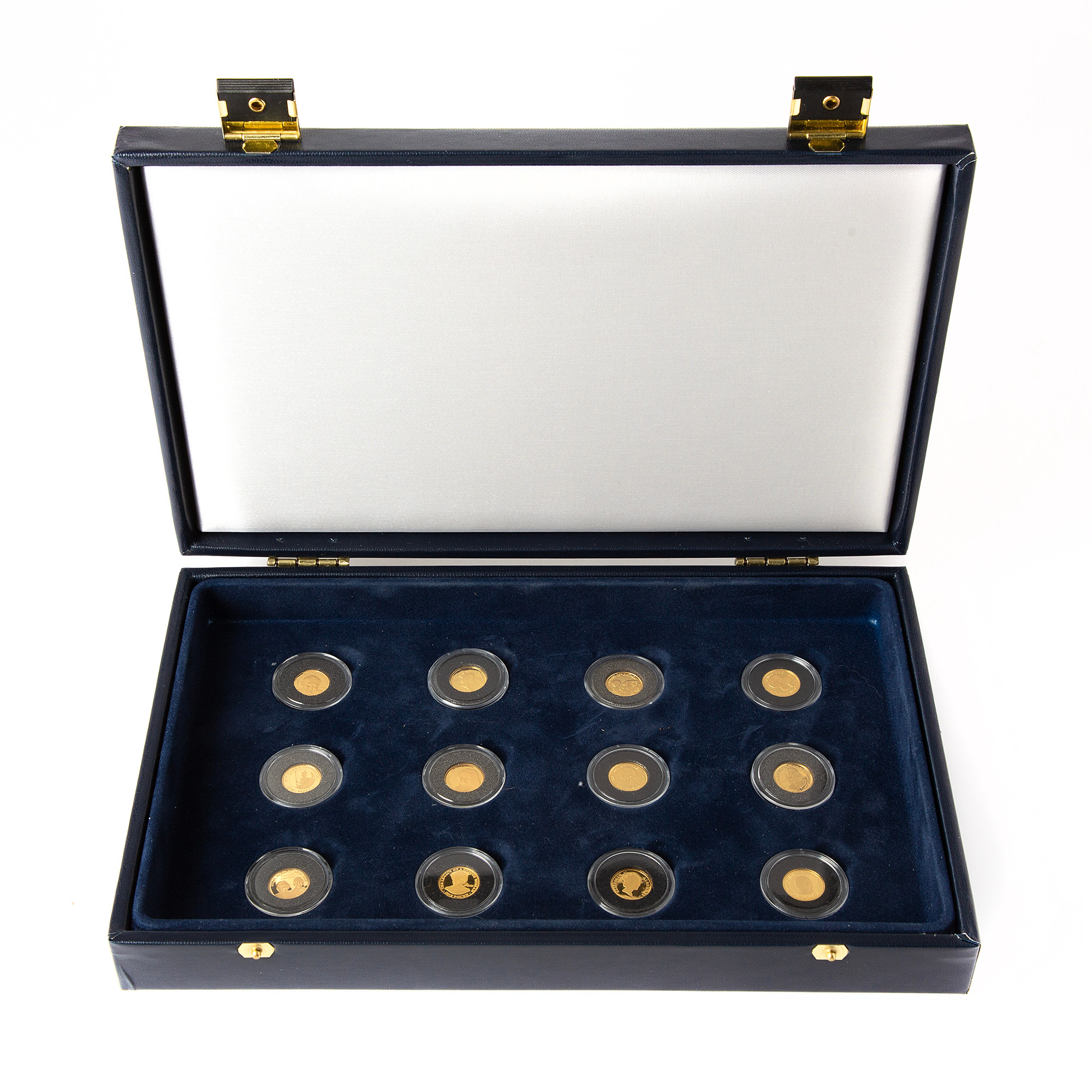 MYNT, 12 st, 24K guld, "Världens minsta guldmynt" , Mynthuset Sverige, numrerat 1111.