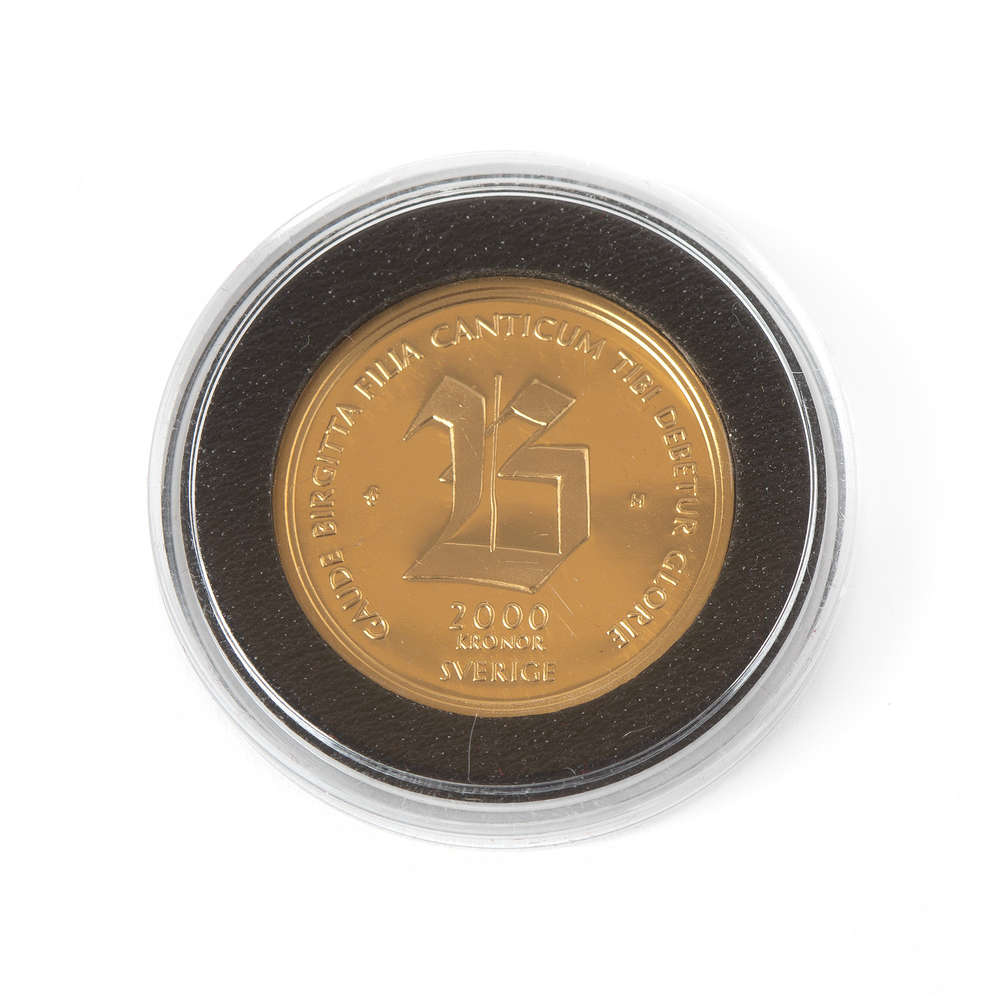 MYNT, 21,6K guld, 2000 kr, Heliga Birgitta 700 år, 1303 - 2003.