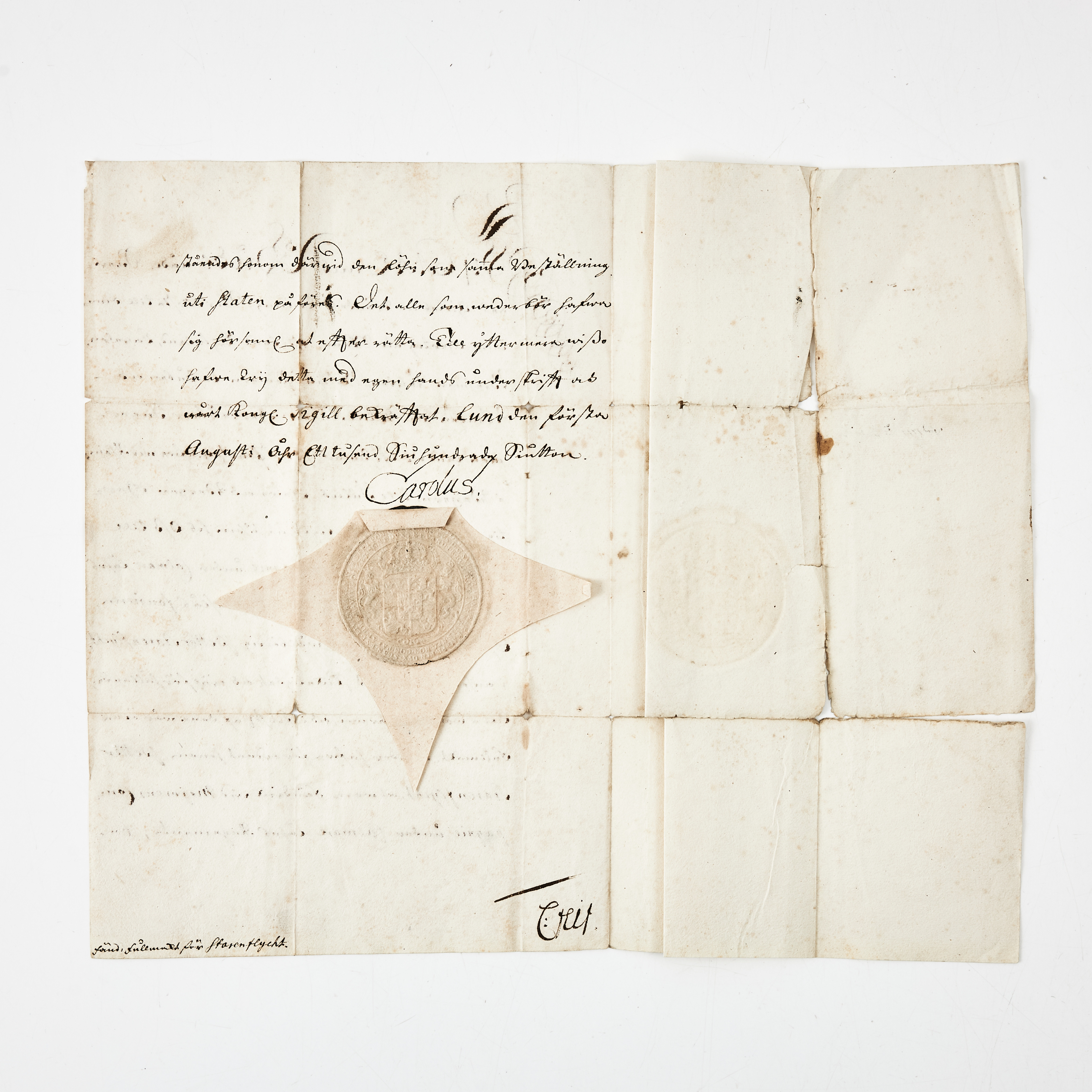 KARL XII, UNDERTECKNAD FULLMAKT, LUND 1717.