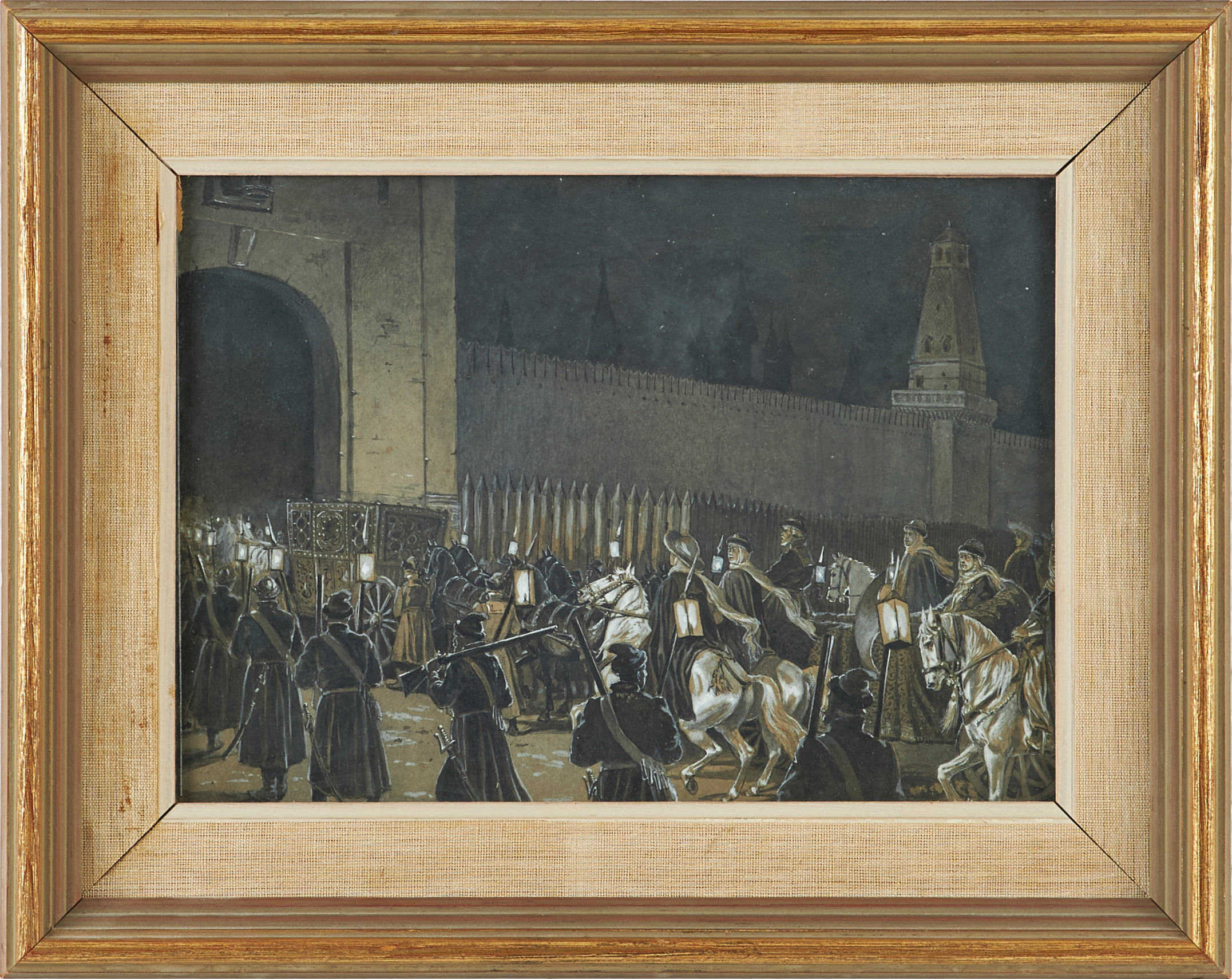 ANDREI PETROVICH RYABUSHKIN (RYSSLAND 1861-1904). En procession vid Kreml.