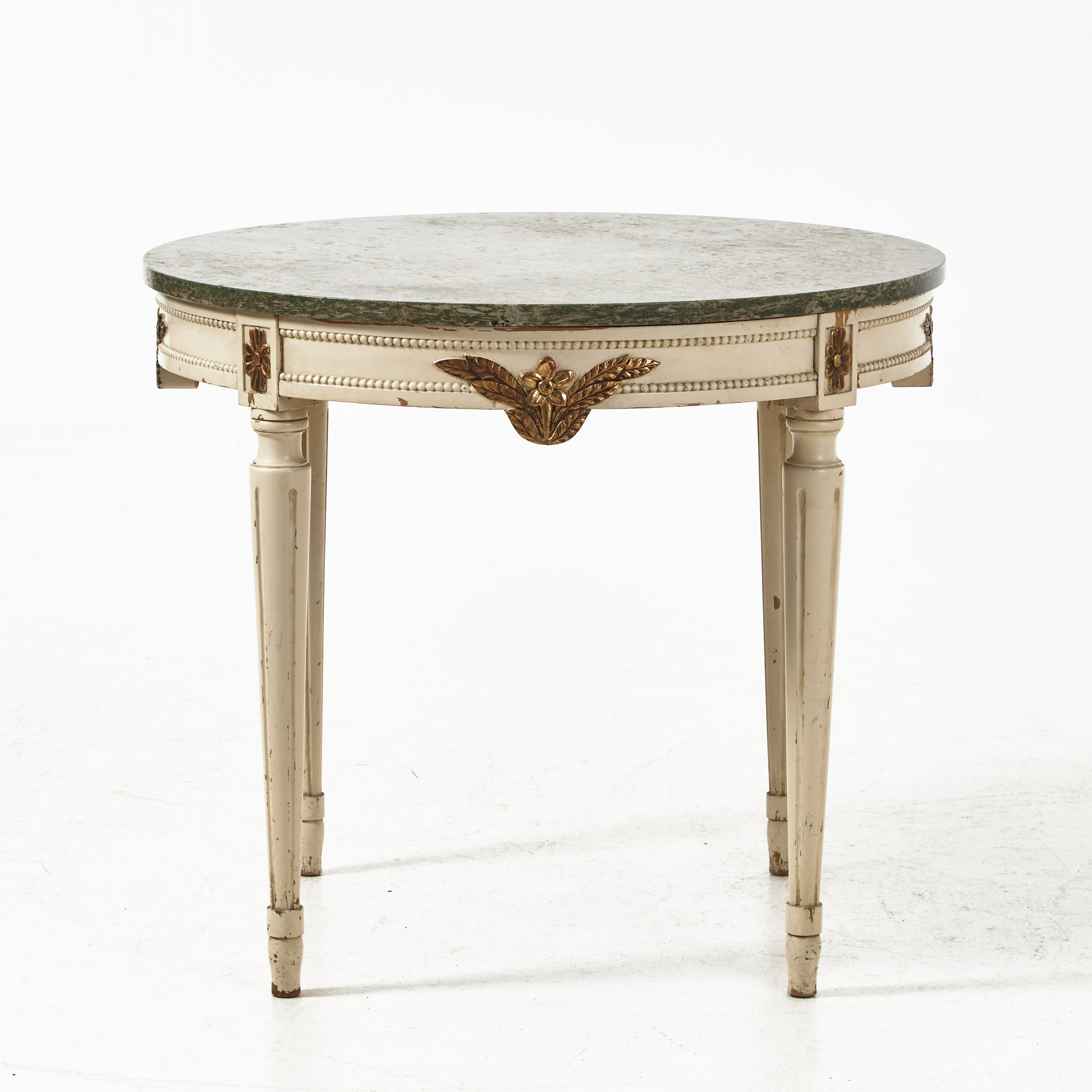 SIDOBORD, gustaviansk stil, delvis skuren och bemålad dekor, skiva i kolmårdsmarmor, 1900-tal.