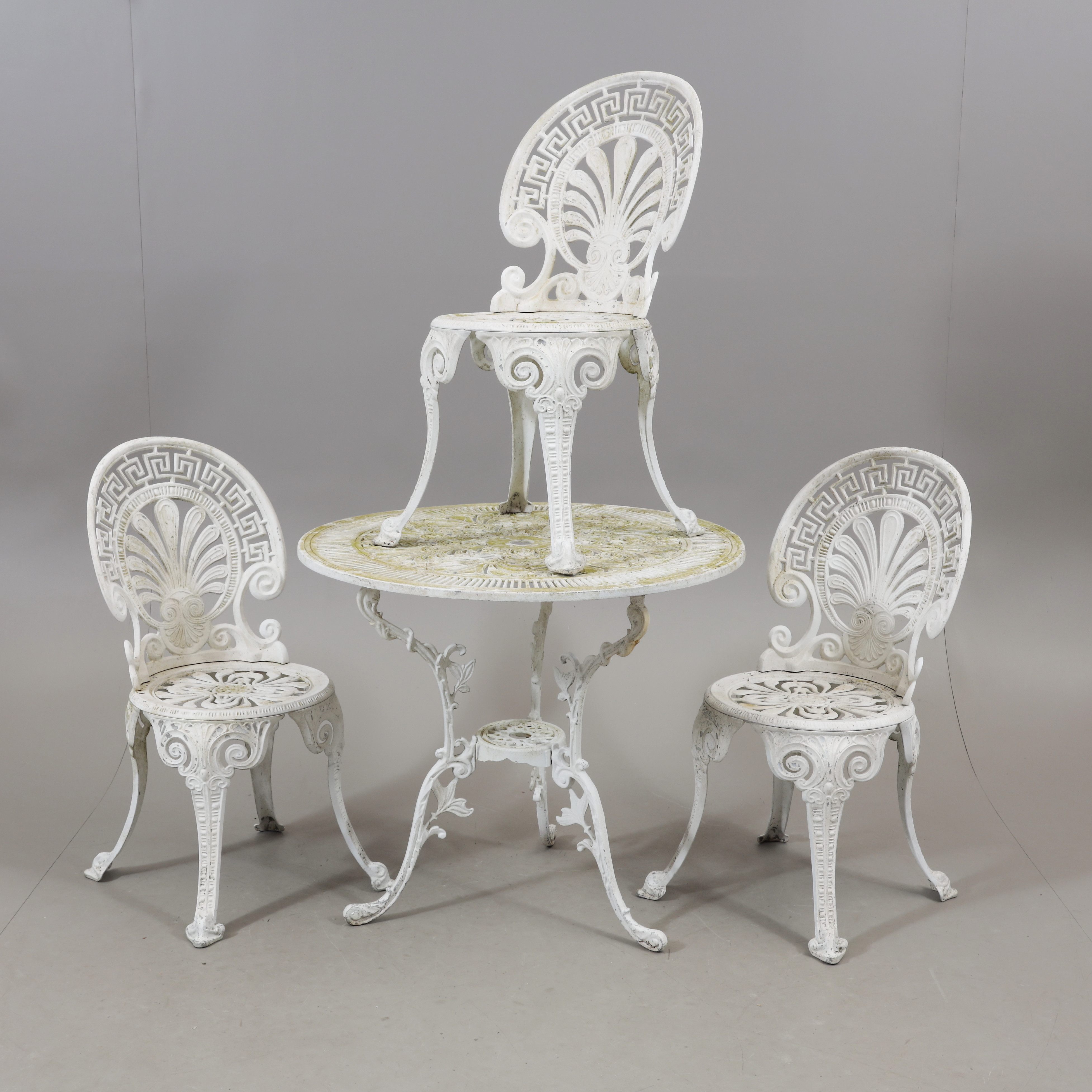 CAFÉGRUPP, 4 delar, aluminium, 1900-talets andra hälft.