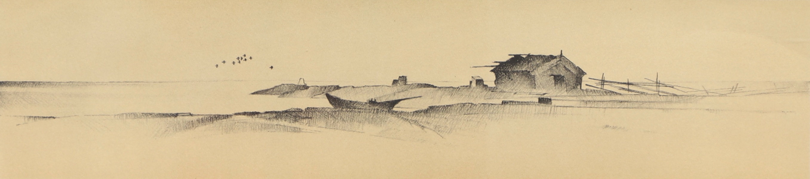 ÅKE PETTERSSON-NÅW. Originallitografi, "Bod och Båt", signerad, 1900-tal.