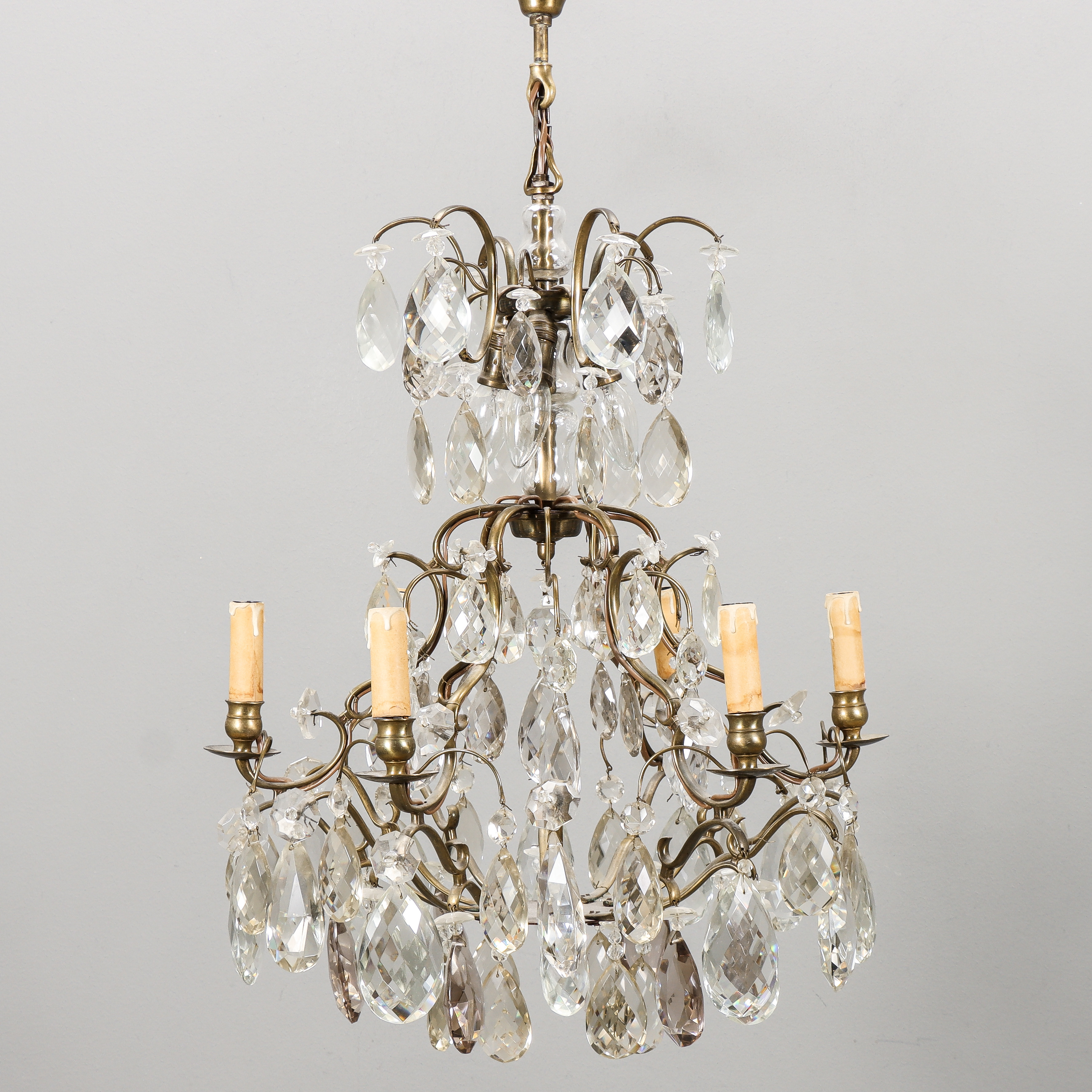 KRISTALLKRONA barockstil, 6 ljusarmar.