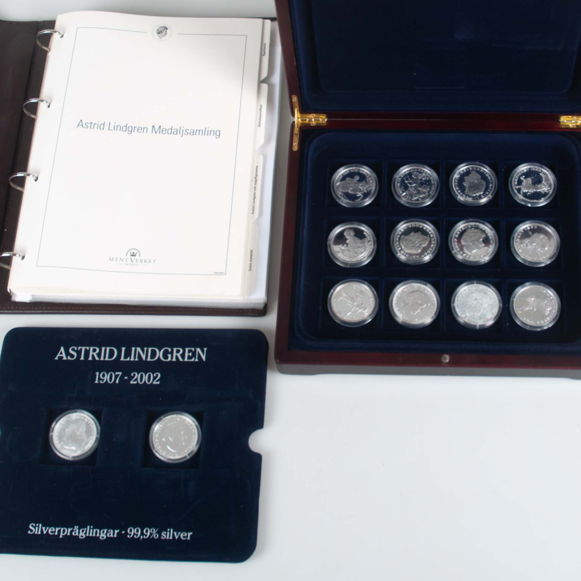 MINNESMYNT, 14 st., silver 999, Astrid Lindgren 1907-2002.