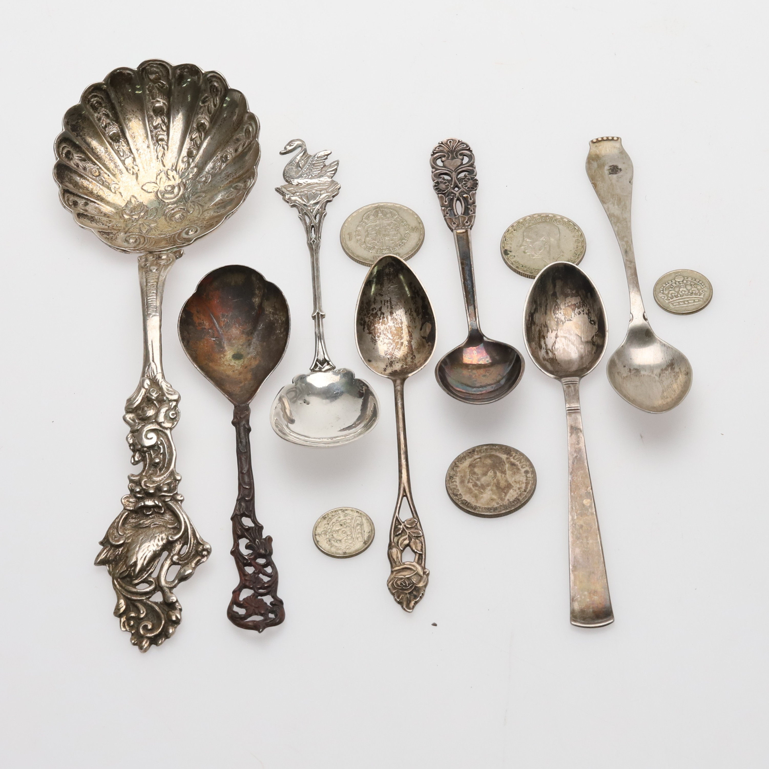 Skedar & mynt Sverige & Finland, 172 gram.