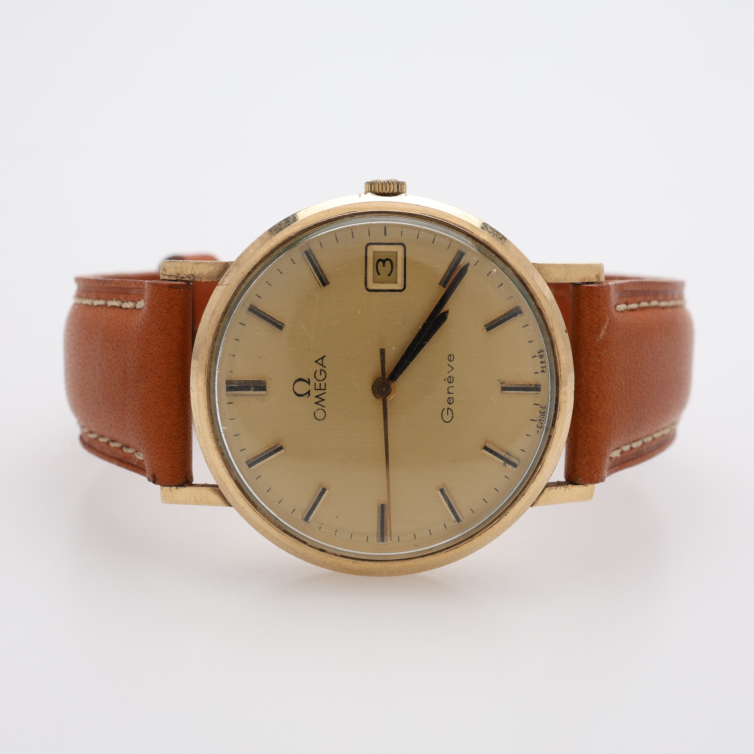 ARMBANDSUR, 9K GULD, OMEGA GENÈVE, MANUELLT UPPDRAG, 1970-TAL.