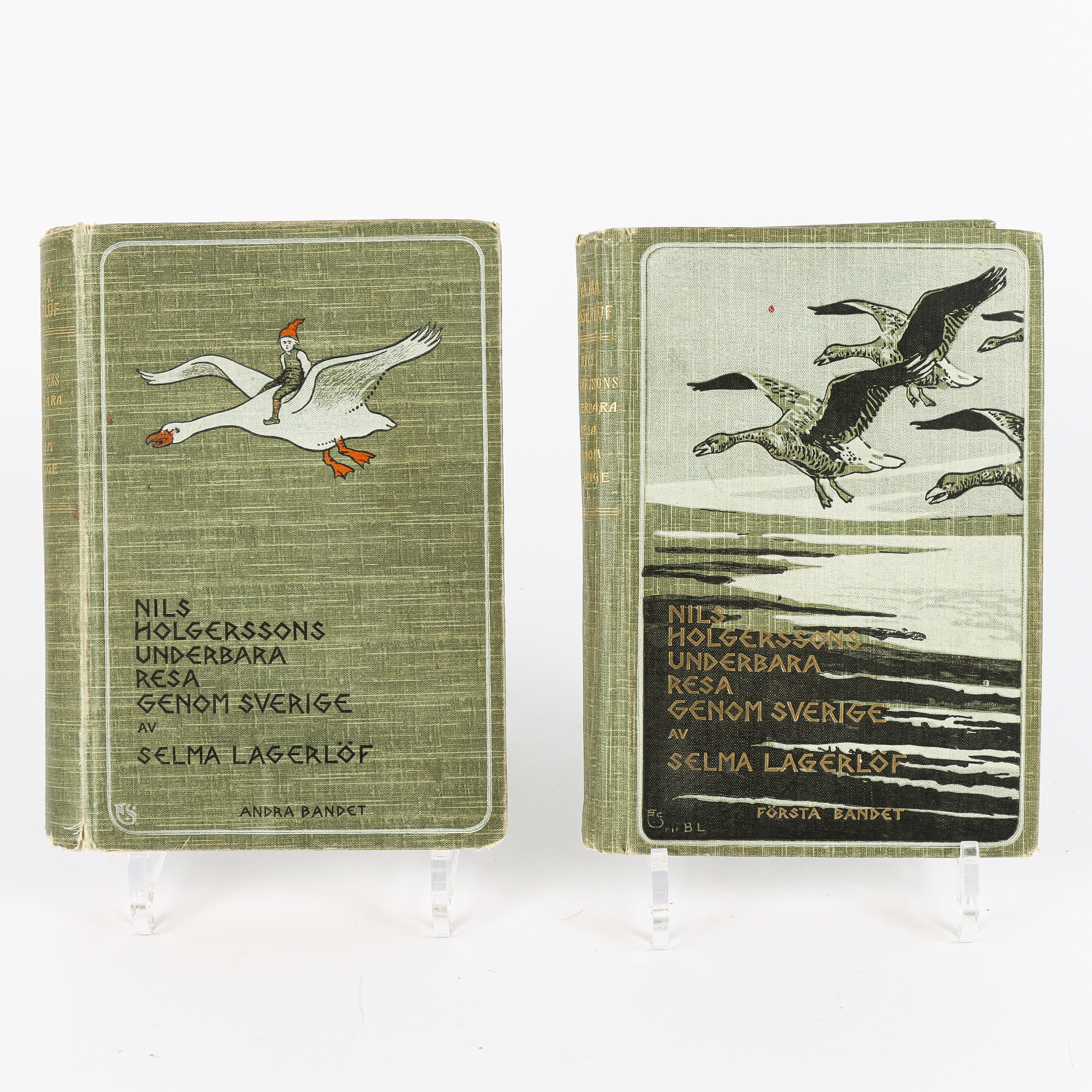 BÖCKER Selma Lagerlöf, Nils Holgerssons underbara resa genom Sverige, 2 band.