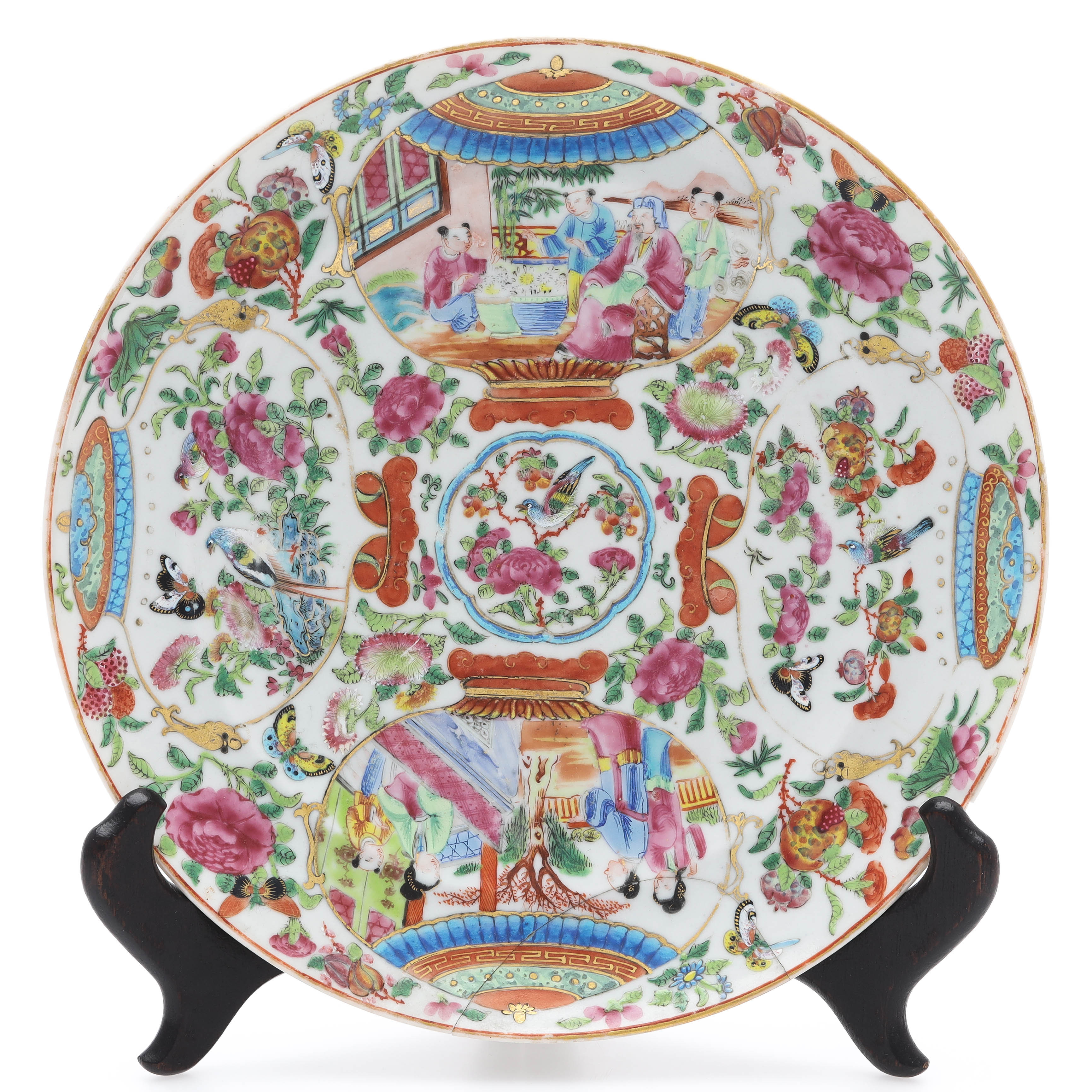 TALLRIK/FAT, porslin, emaljdekor, Kanton, Kina, 1800-tal.