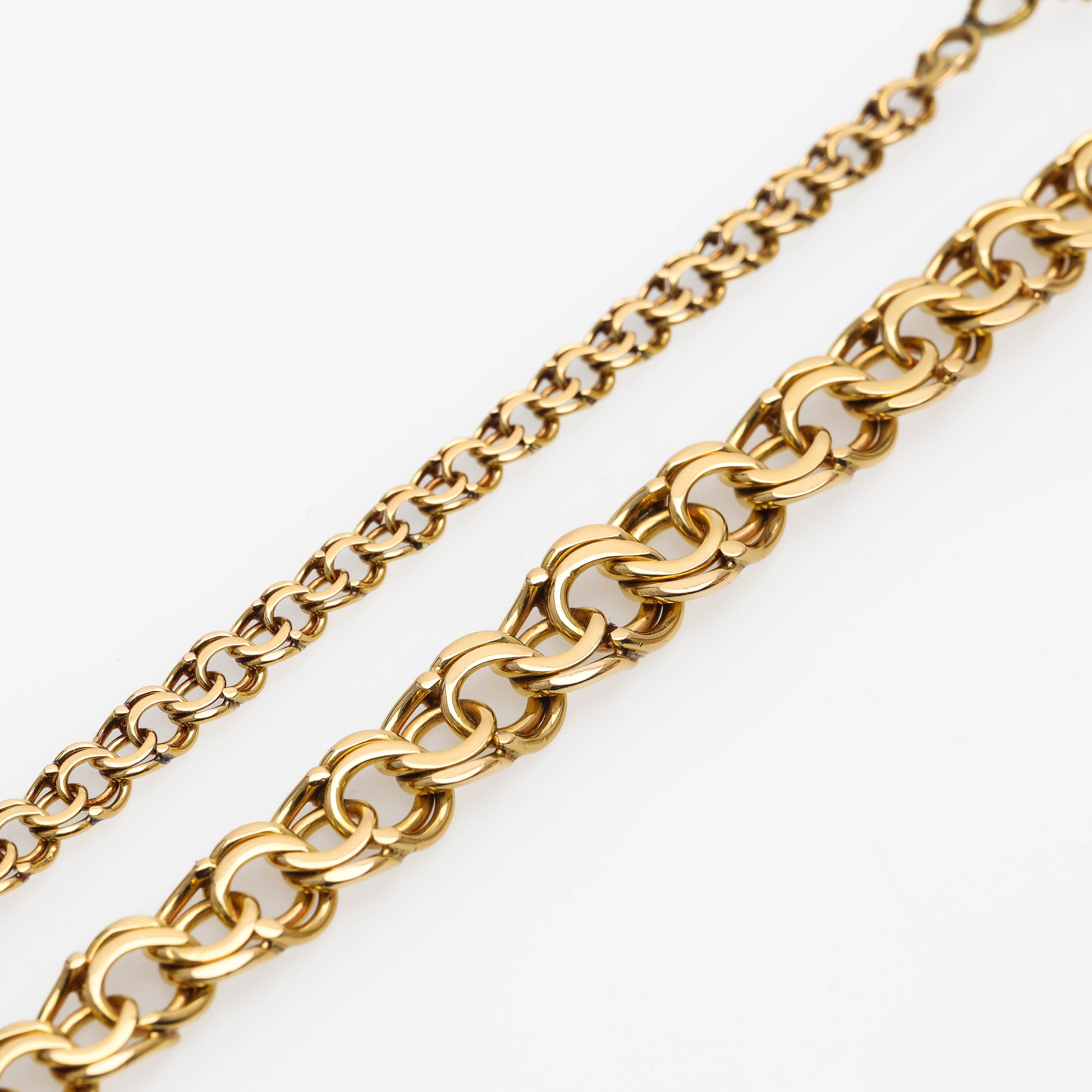 COLLIER, 18 k guld, doserad bismarcklänk, längd 47 cm, Göteborg 1961.