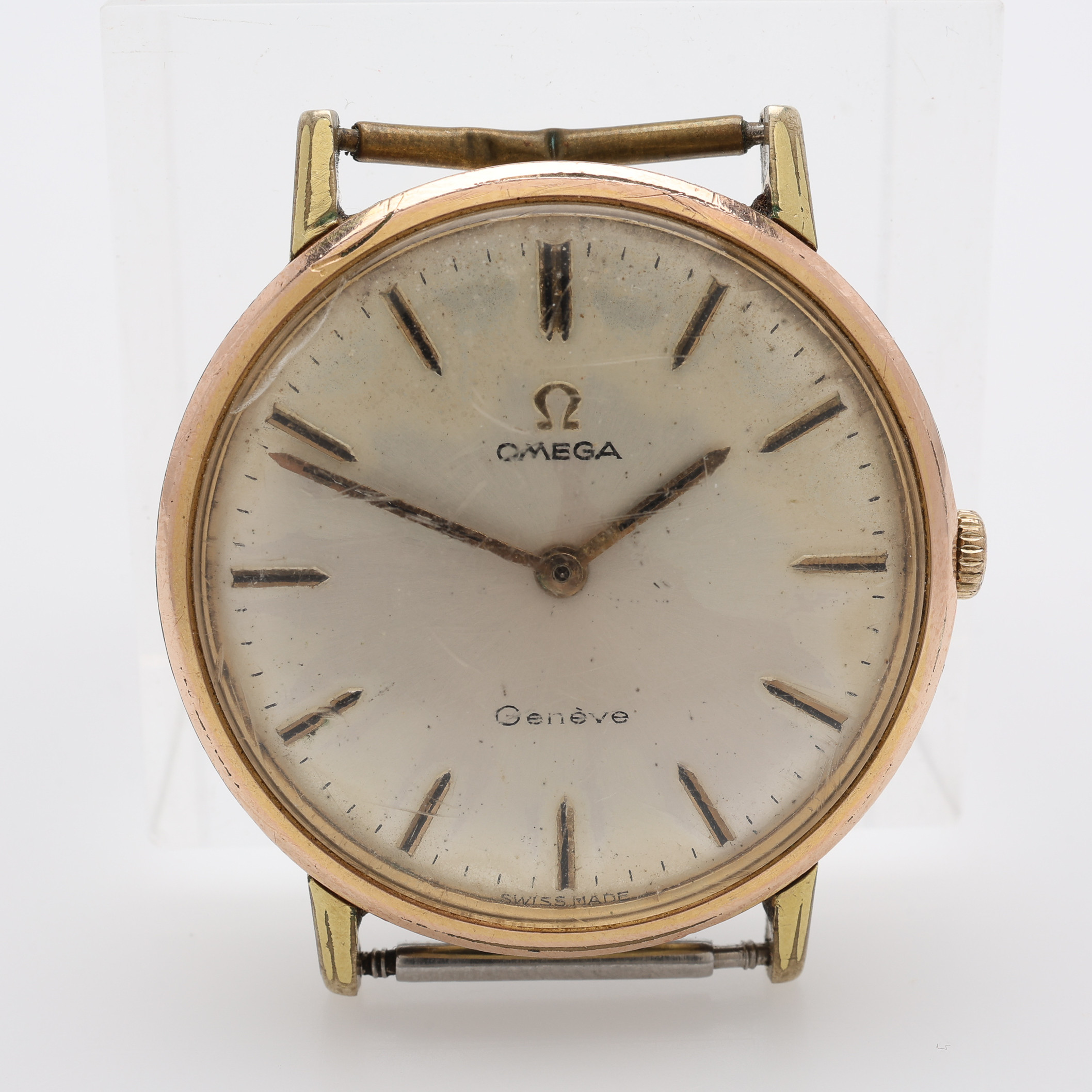 ARMBANDSUR, GULD PÅ STÅL, OMEGA GENÈVE, MANUELLT UPPDRAG.