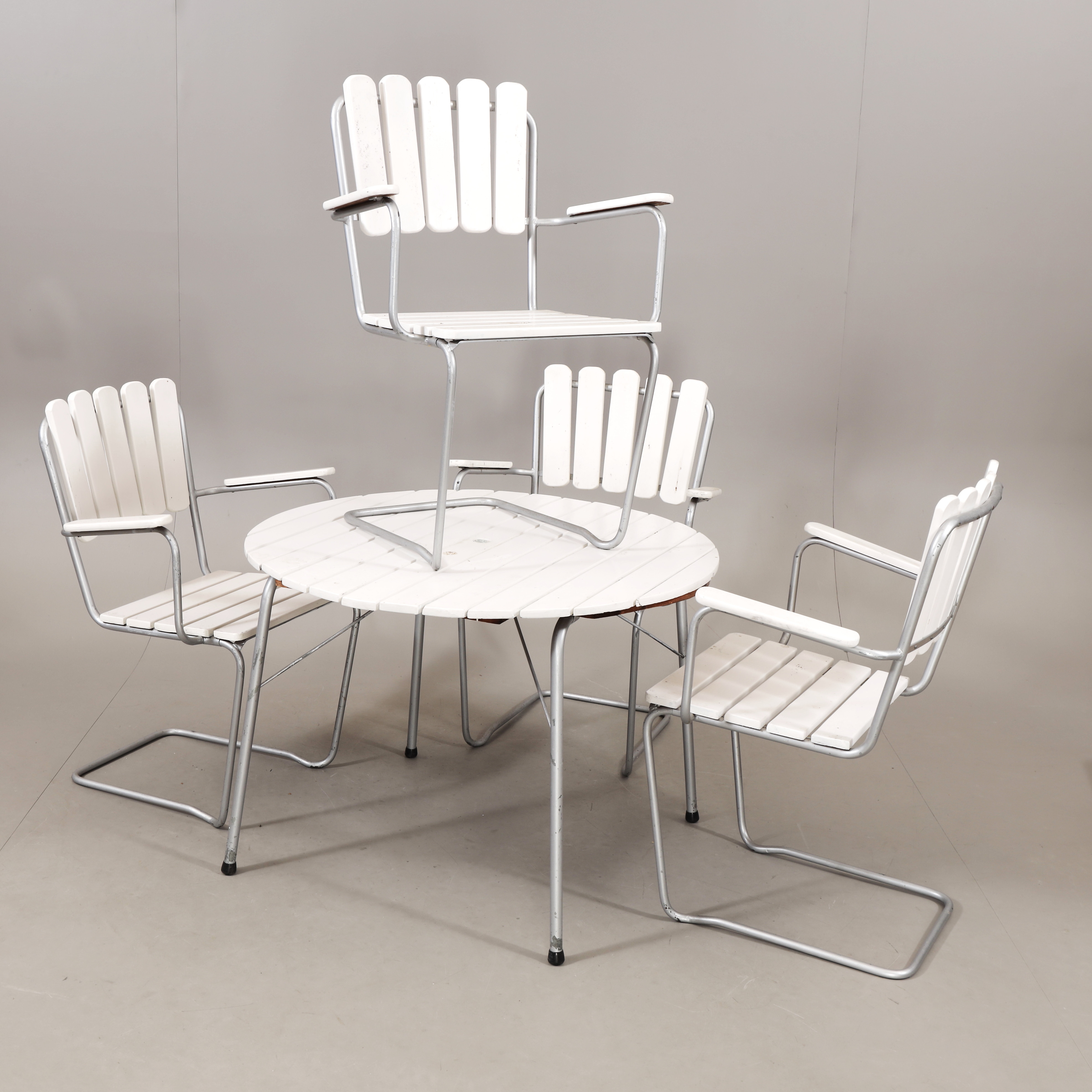 TRÄDGÅRDSMÖBEL, 5 delar, aluminium, 1900-talets andra hälft.