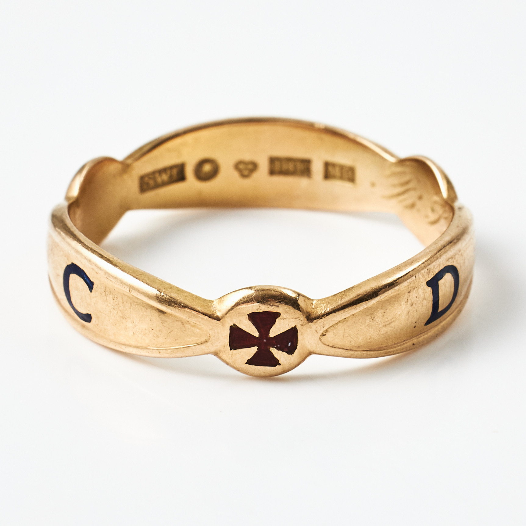 FRIMURARRING, 18 k guld, emaljdekor, Ljungström Guldvarufabrik AB, Stockholm 1962.